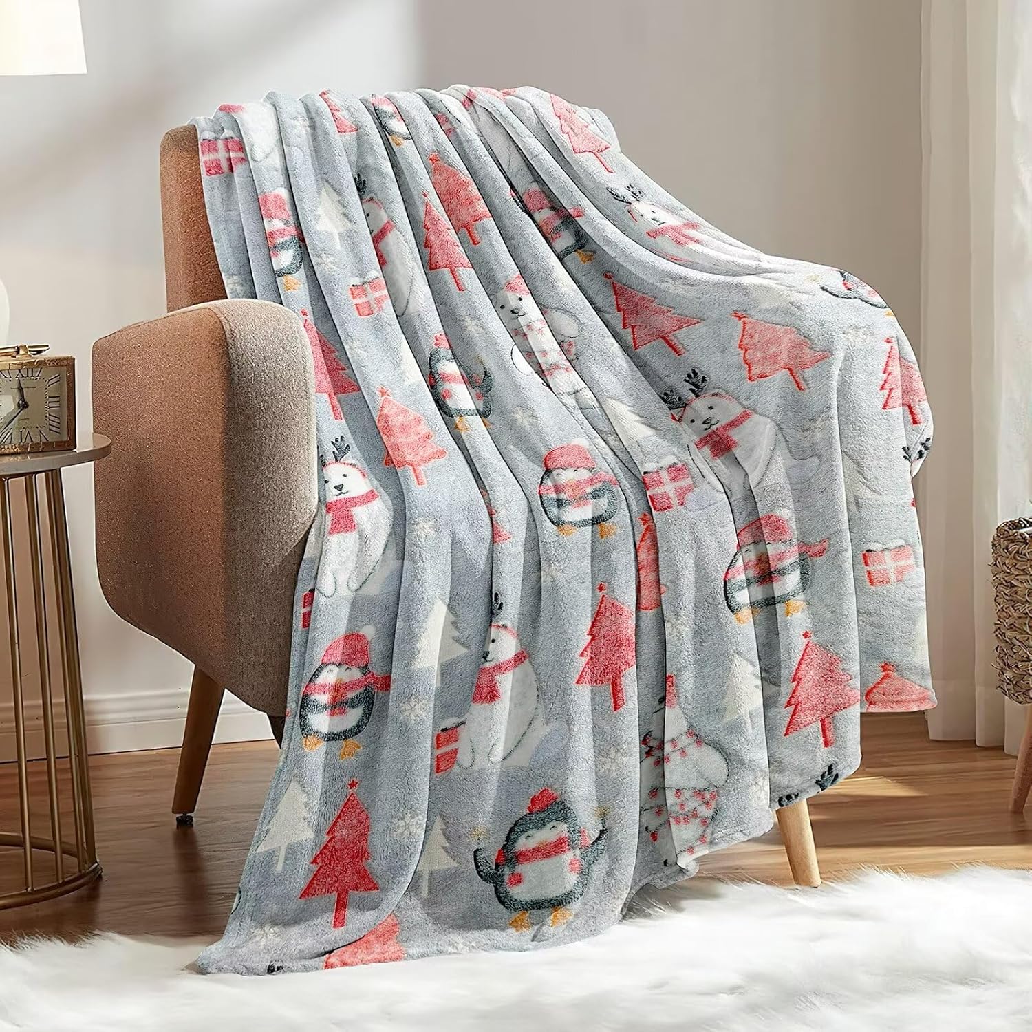 Premium Super Soft Warm Cozy Furry Blanket Glow in The Dark (5.5ft x 6.5ft) (Christmas) - Image 3