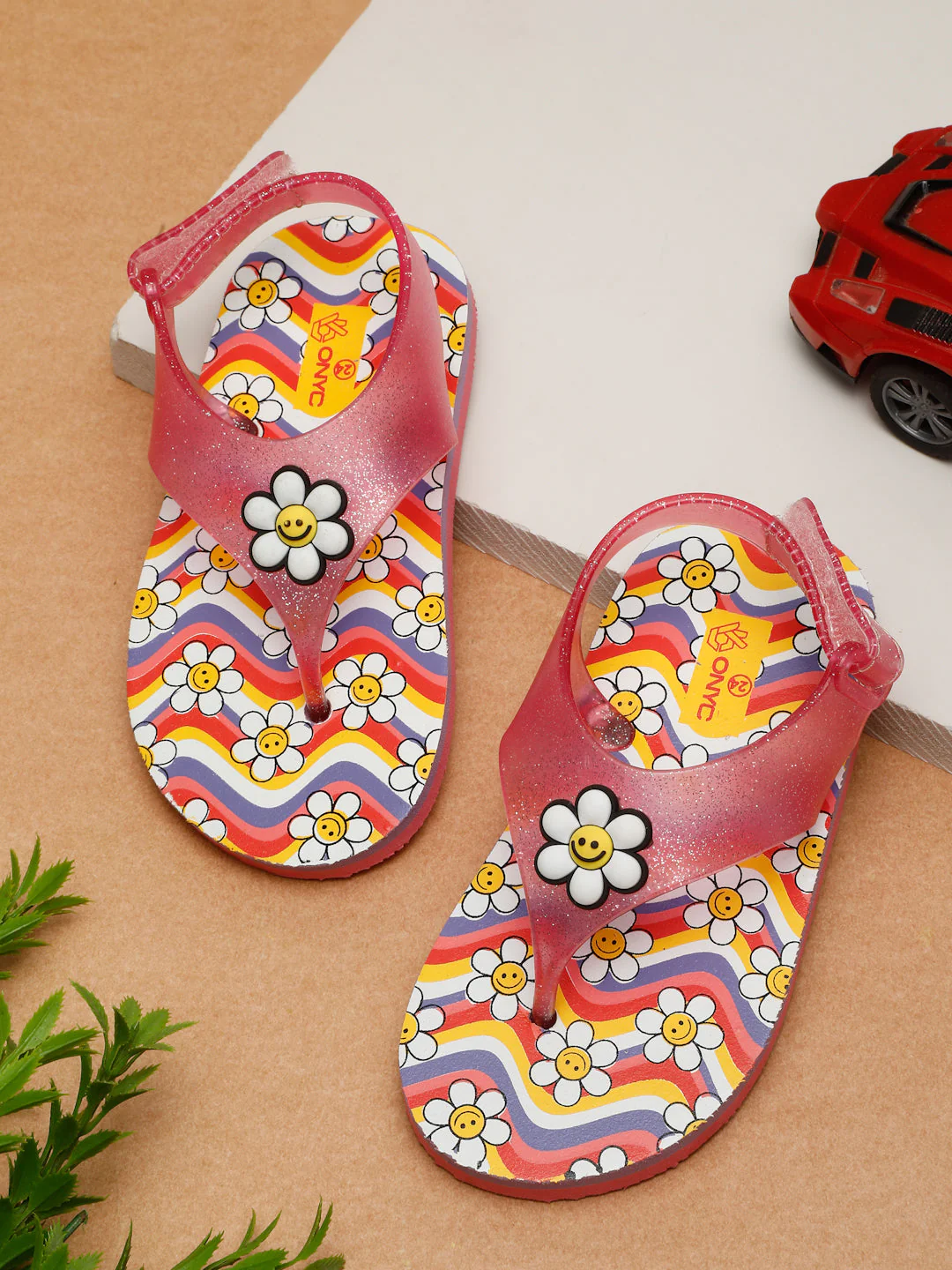 Premium Waves Jellies Flip-flops With Glitter- Pink (Girls) - Image 158