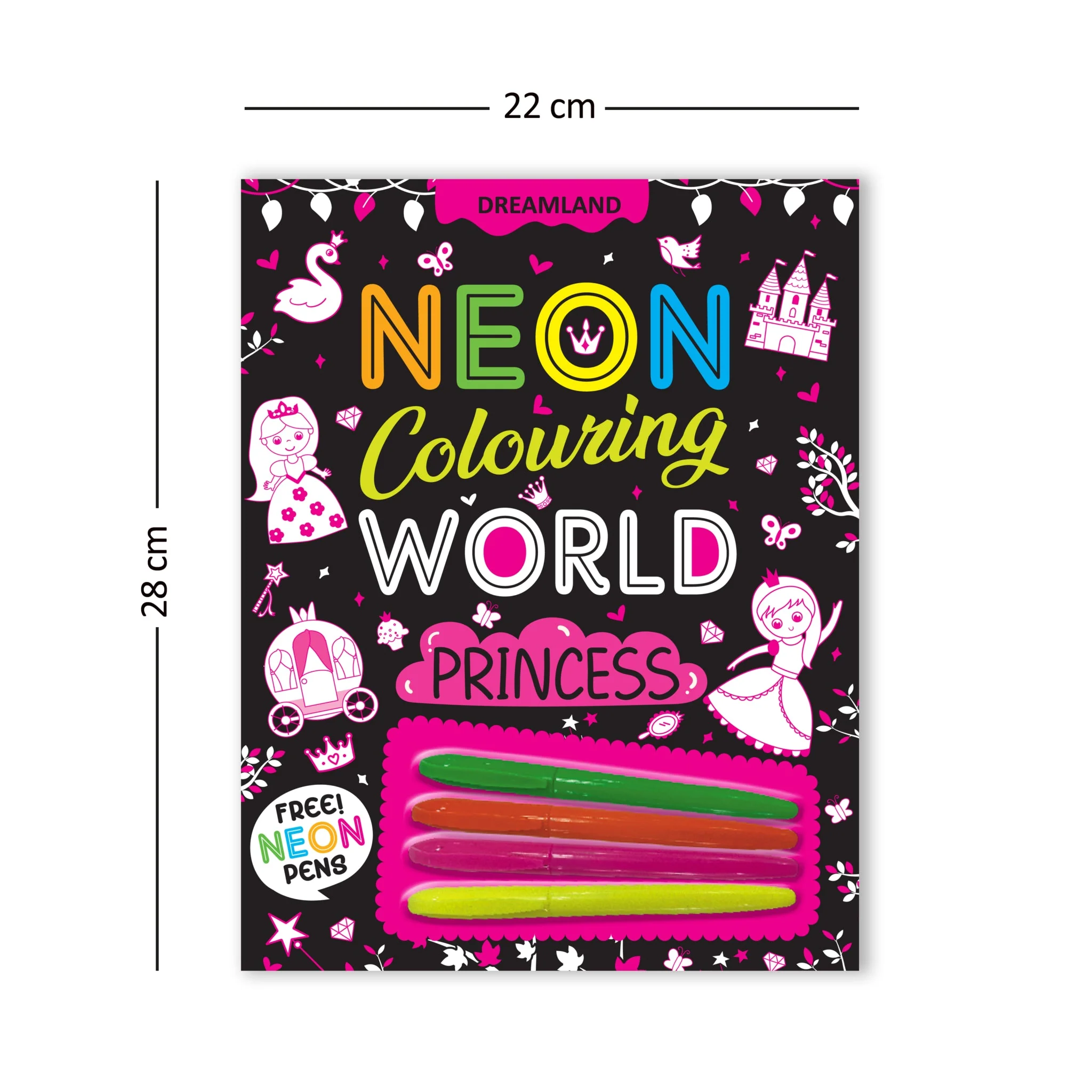 Princess Neon Colouring World Book for Kids Age 4 - 7  years with Neon Pens - Image 3