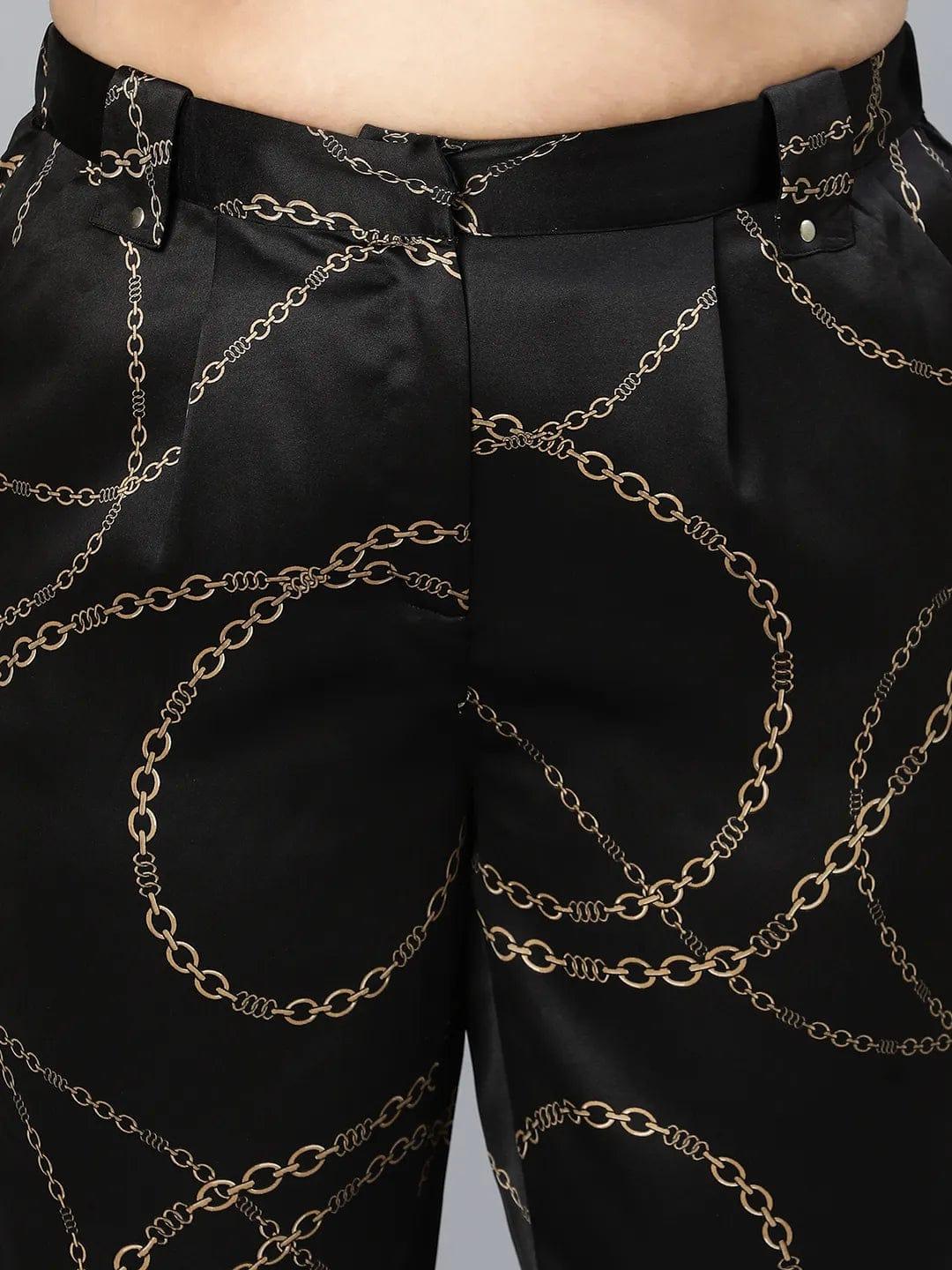 Printed Black Color Elsaticated Plus Size Women Pant - Image 7