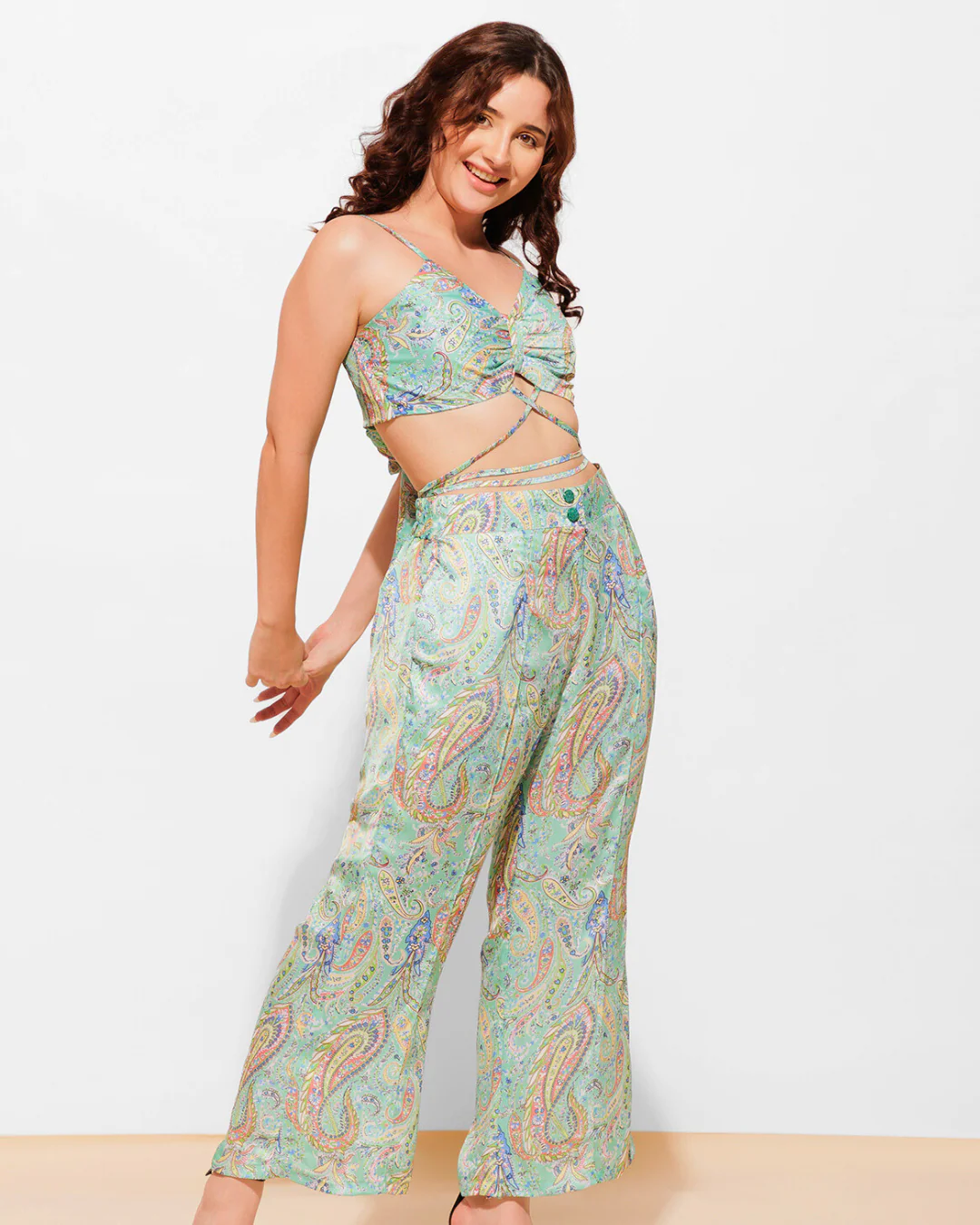 Printed Cami 2 Piece Coord set Top With High Waist Pants - Image 16