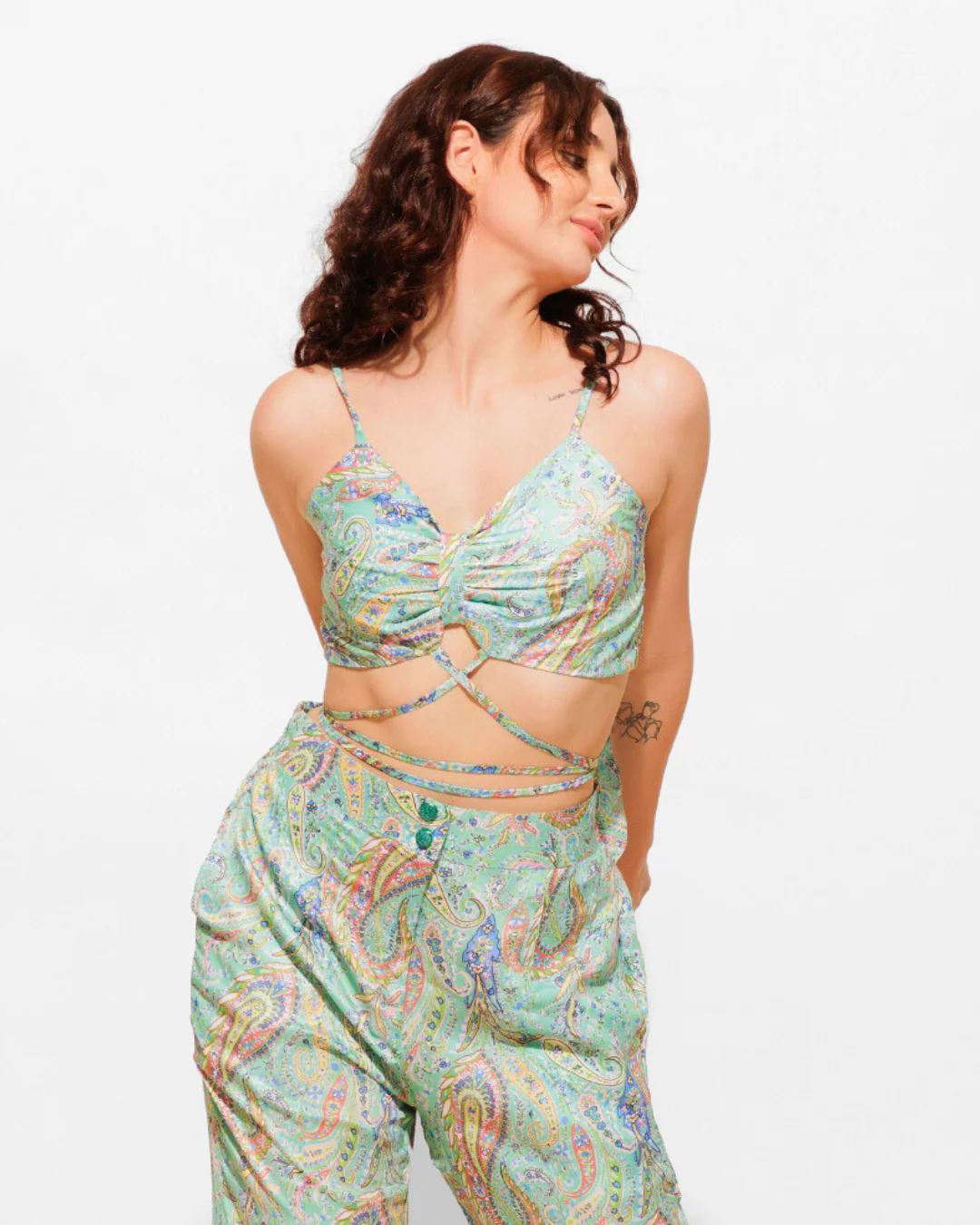 Printed Cami 2 Piece Coord set Top With High Waist Pants - Image 2