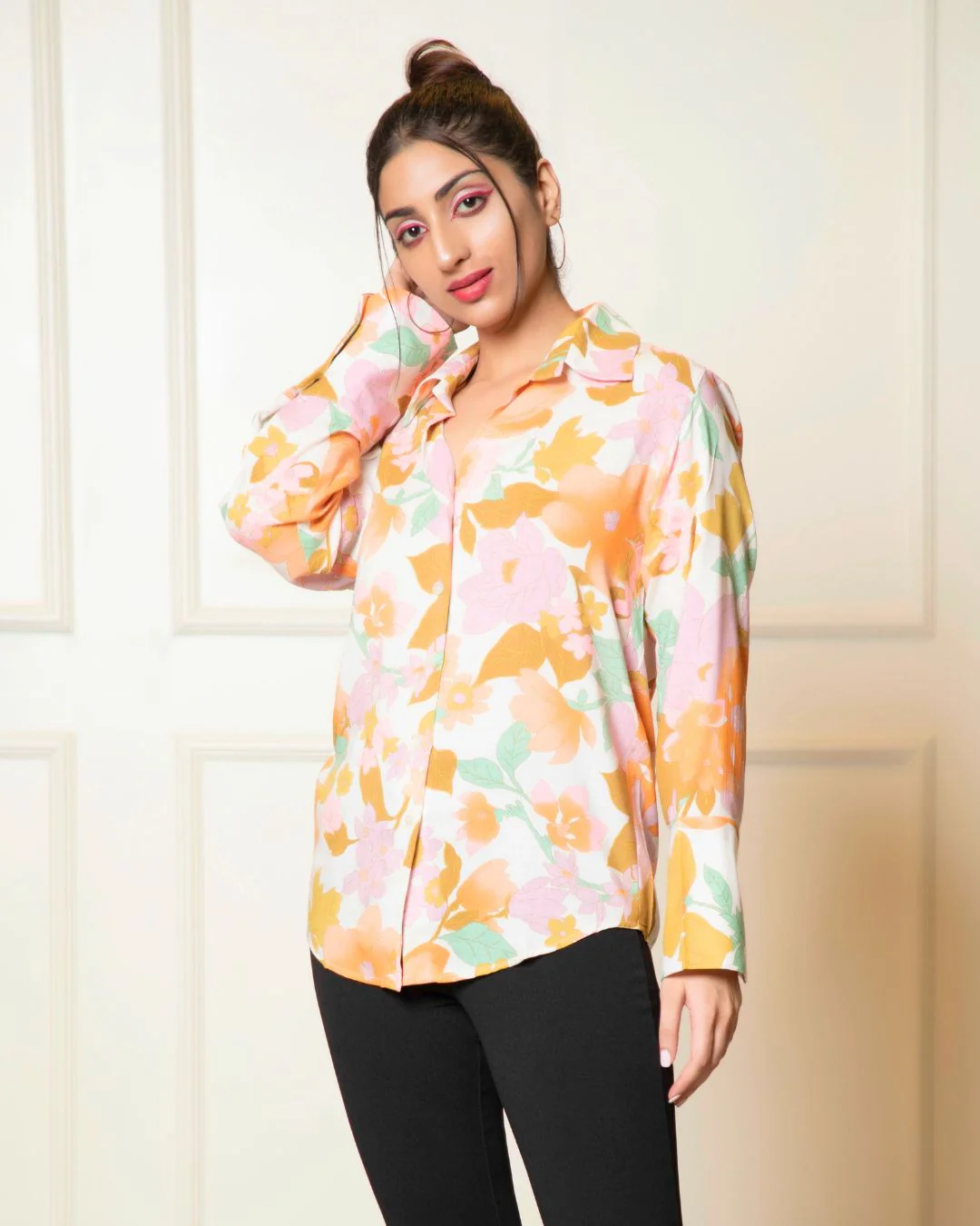 Printed Long Sleeves Cuffed Cotton Shirt - Image 15