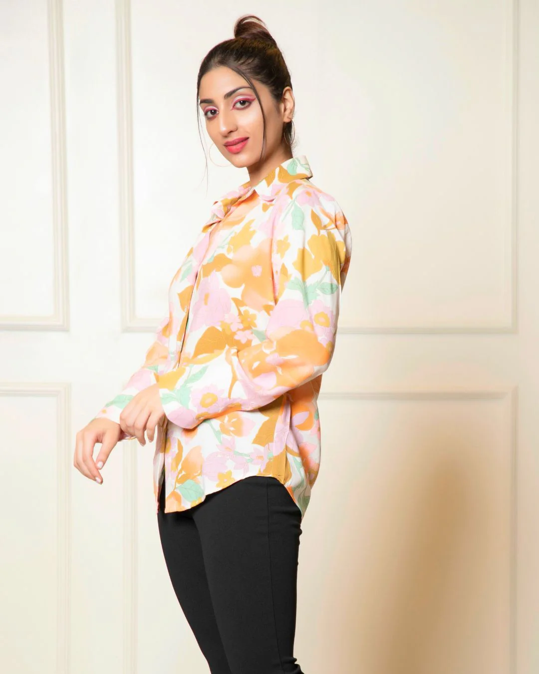 Printed Long Sleeves Cuffed Cotton Shirt - Image 16