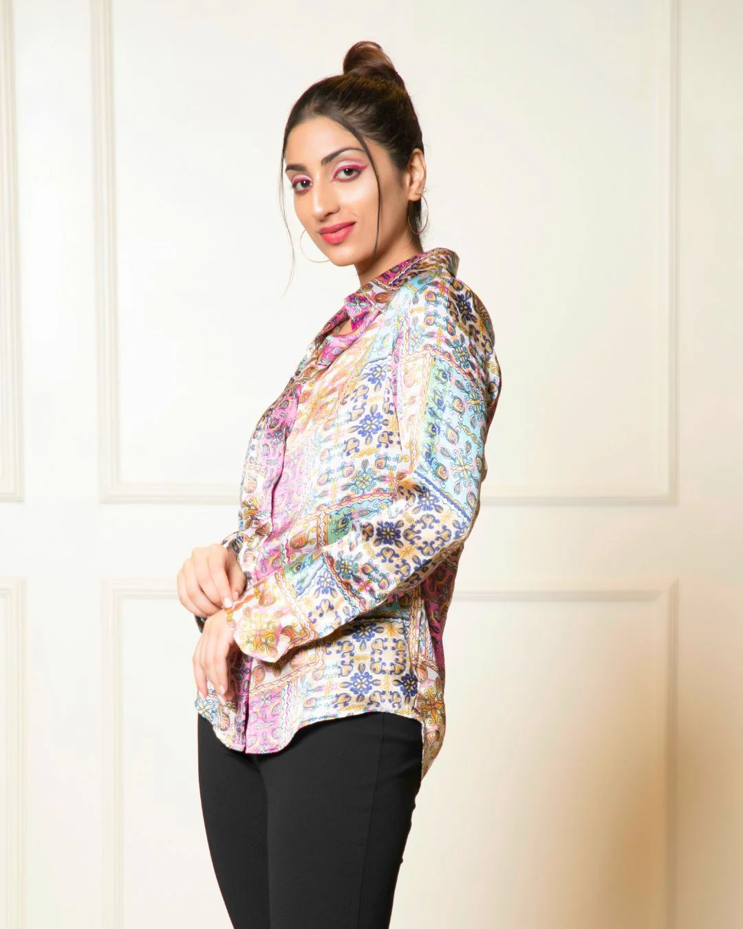 Printed Long Sleeves Cuffed Cotton Shirt - Image 27