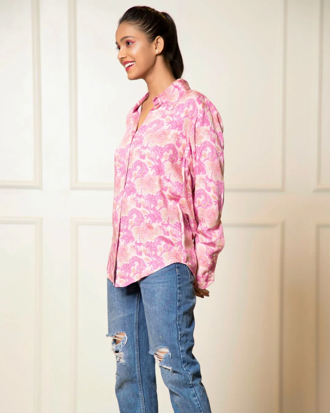 Printed Long Sleeves Cuffed Cotton Shirt - Image 22