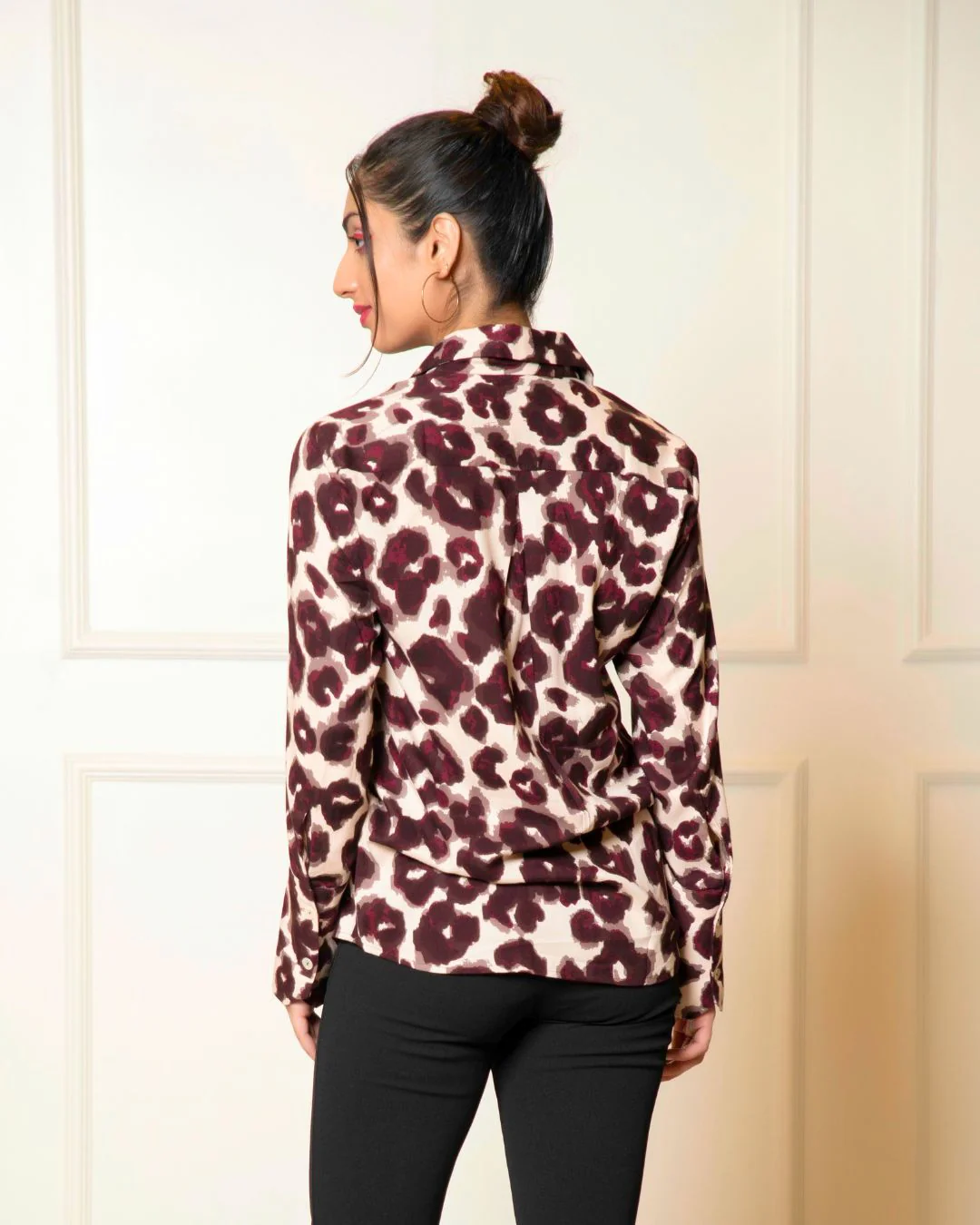 Printed Long Sleeves Cuffed Cotton Shirt - Image 6