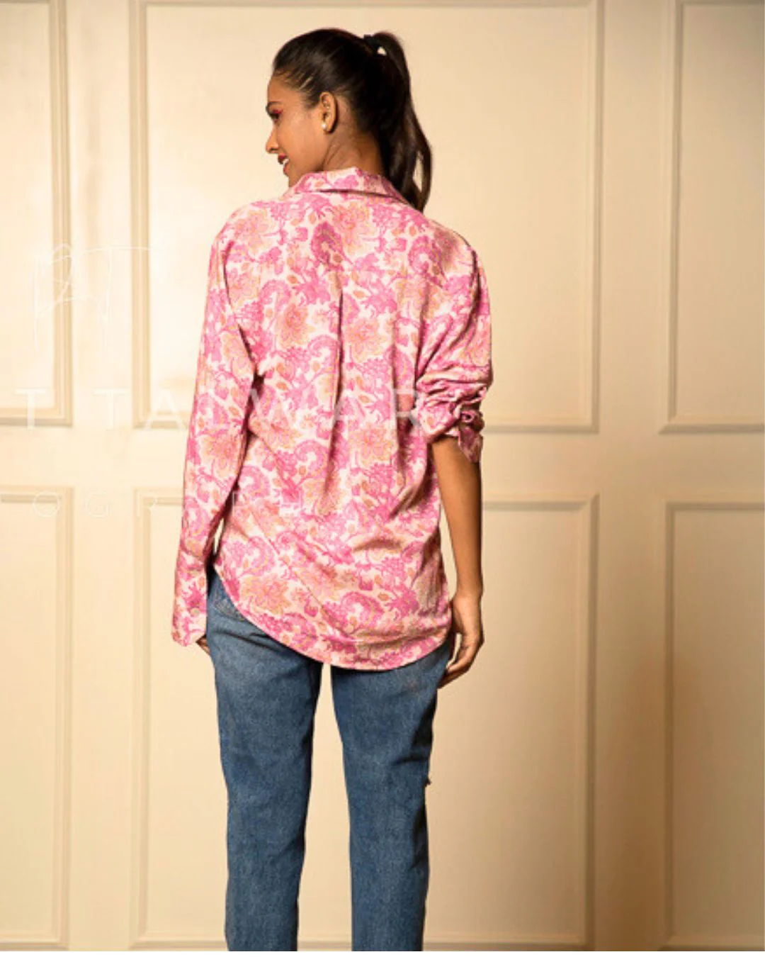 Printed Long Sleeves Cuffed Cotton Shirt - Image 20