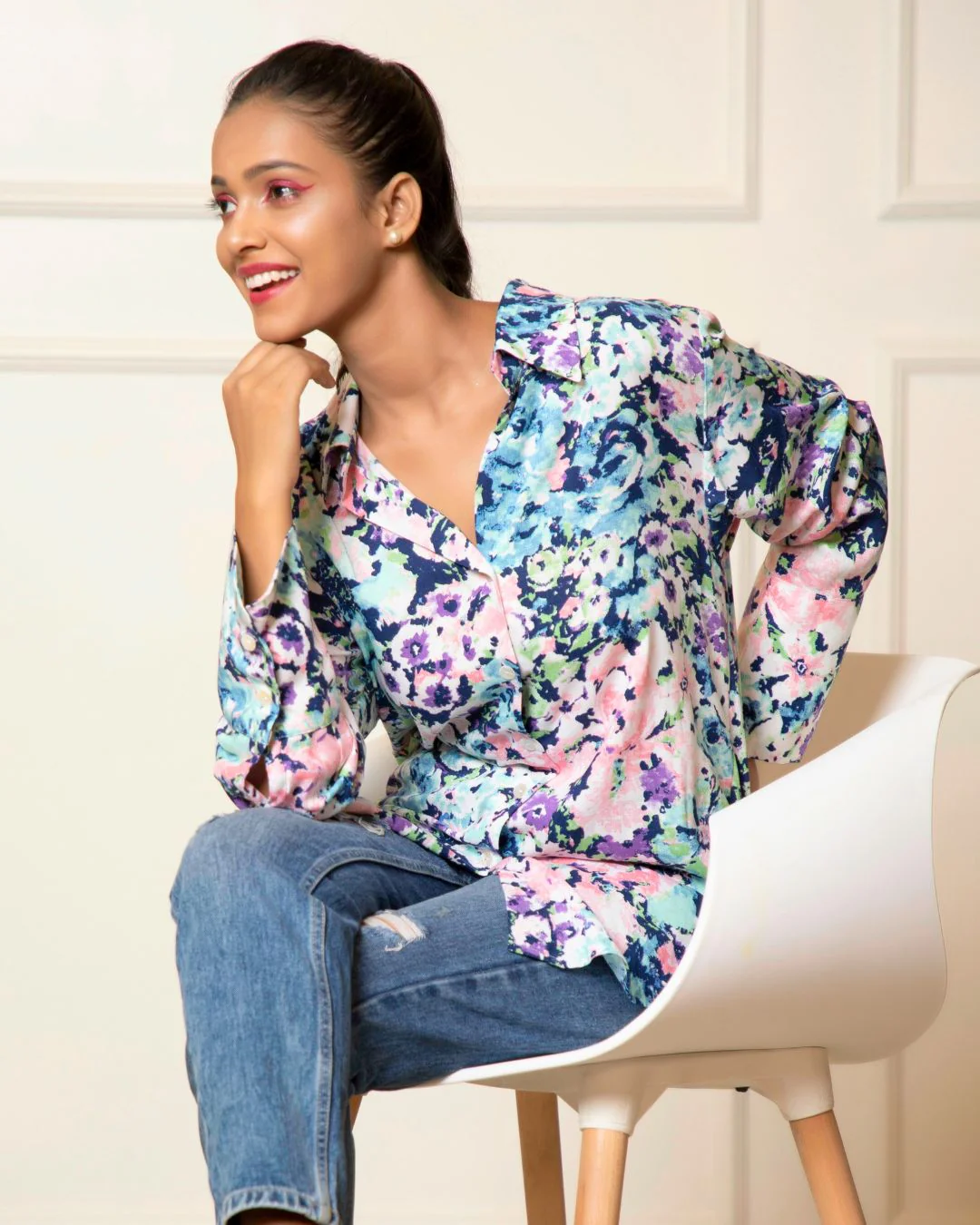 Printed Long Sleeves Cuffed Cotton Shirt - Image 19
