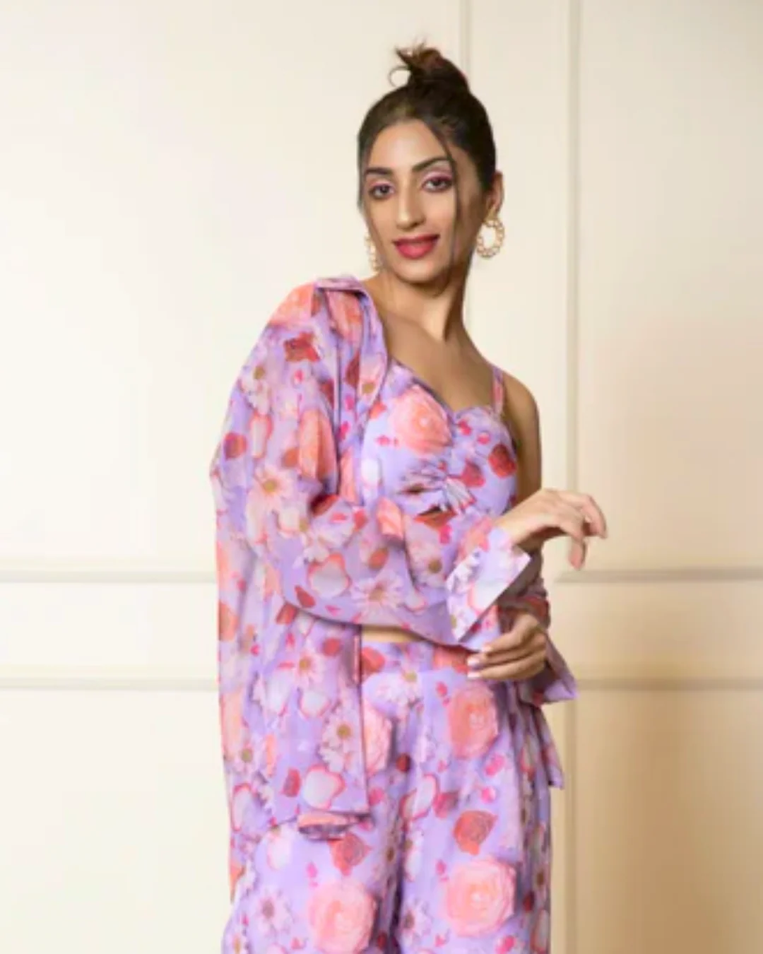 Printed Long Sleeves Georgette Shirt - Image 5
