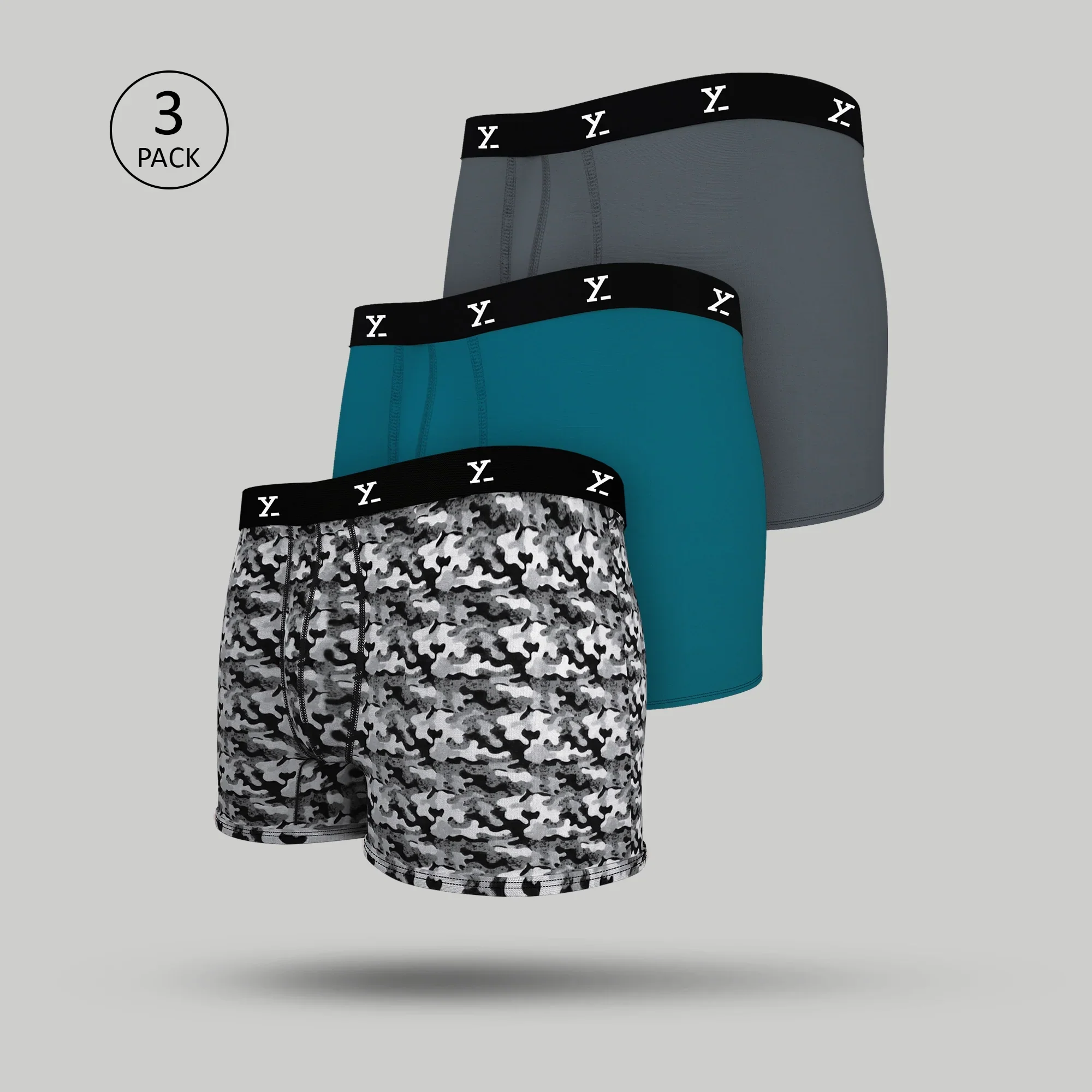 Prints For You Ace Trunks Grey Blue Grey (Pack of 3)