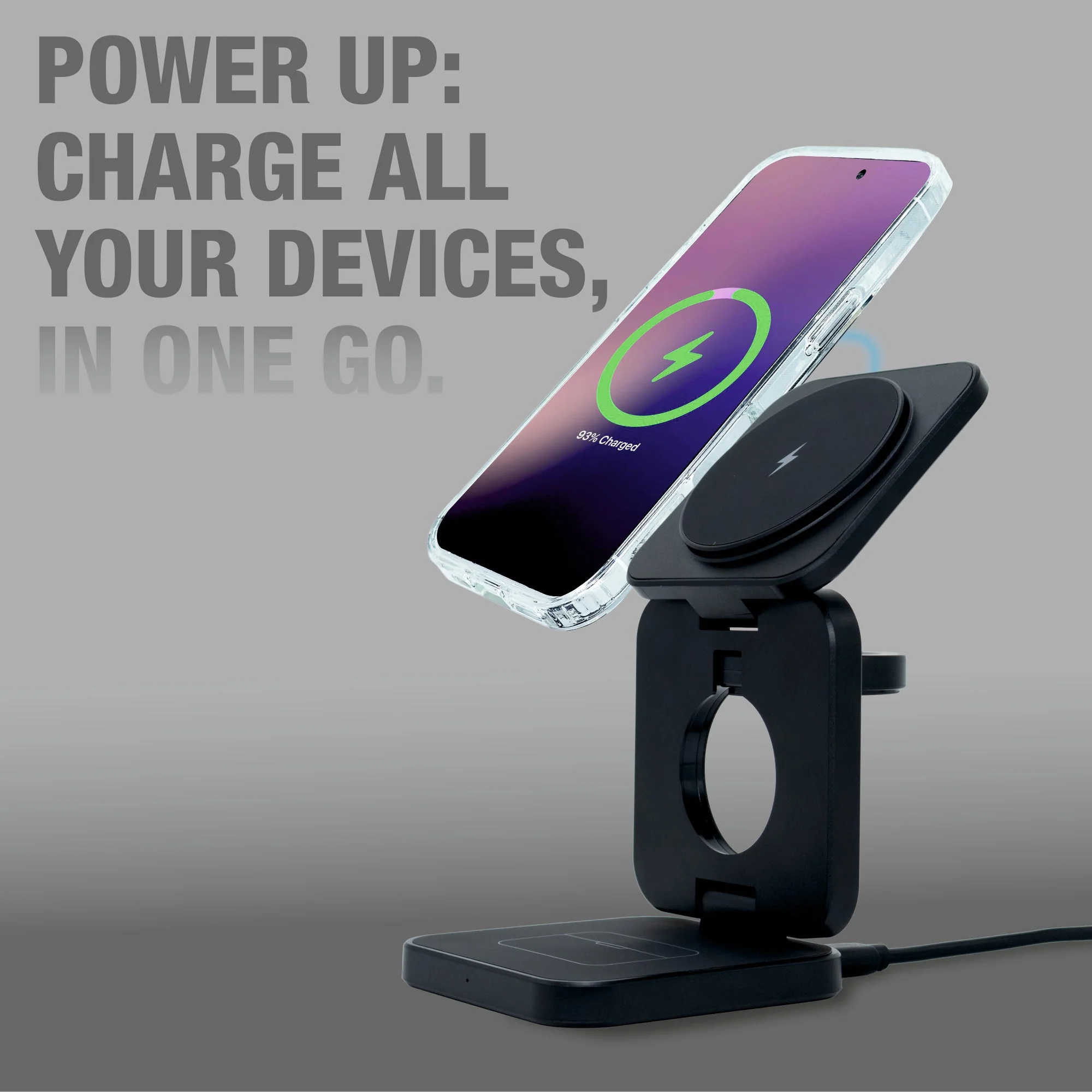 PRISM 3-in-1 Wireless Charger 15W Magnetic  Charging for iPhone, Airpod, iWatch & Magnetic Charging Support Devices - Image 7