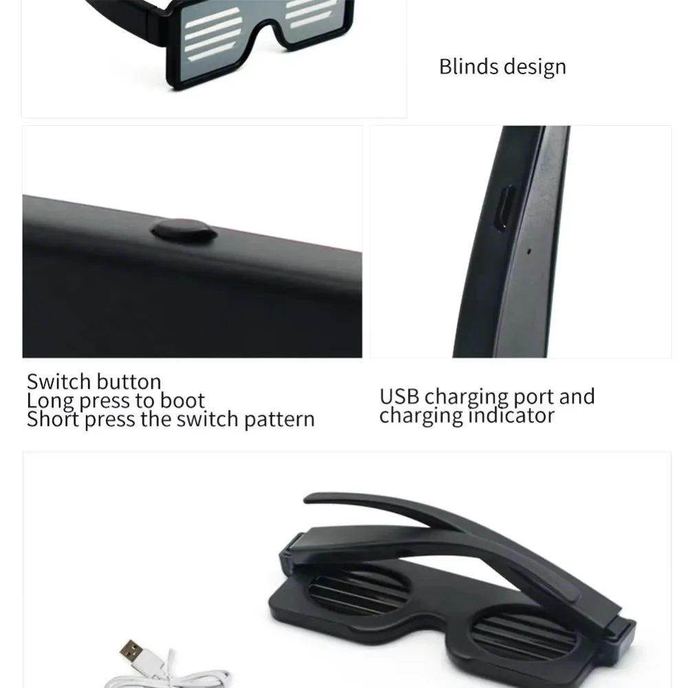 Programmable LED Pixel Glasses Bluetooth Customizable Multicolored Led Pixel Goggle 1 pc - Image 3