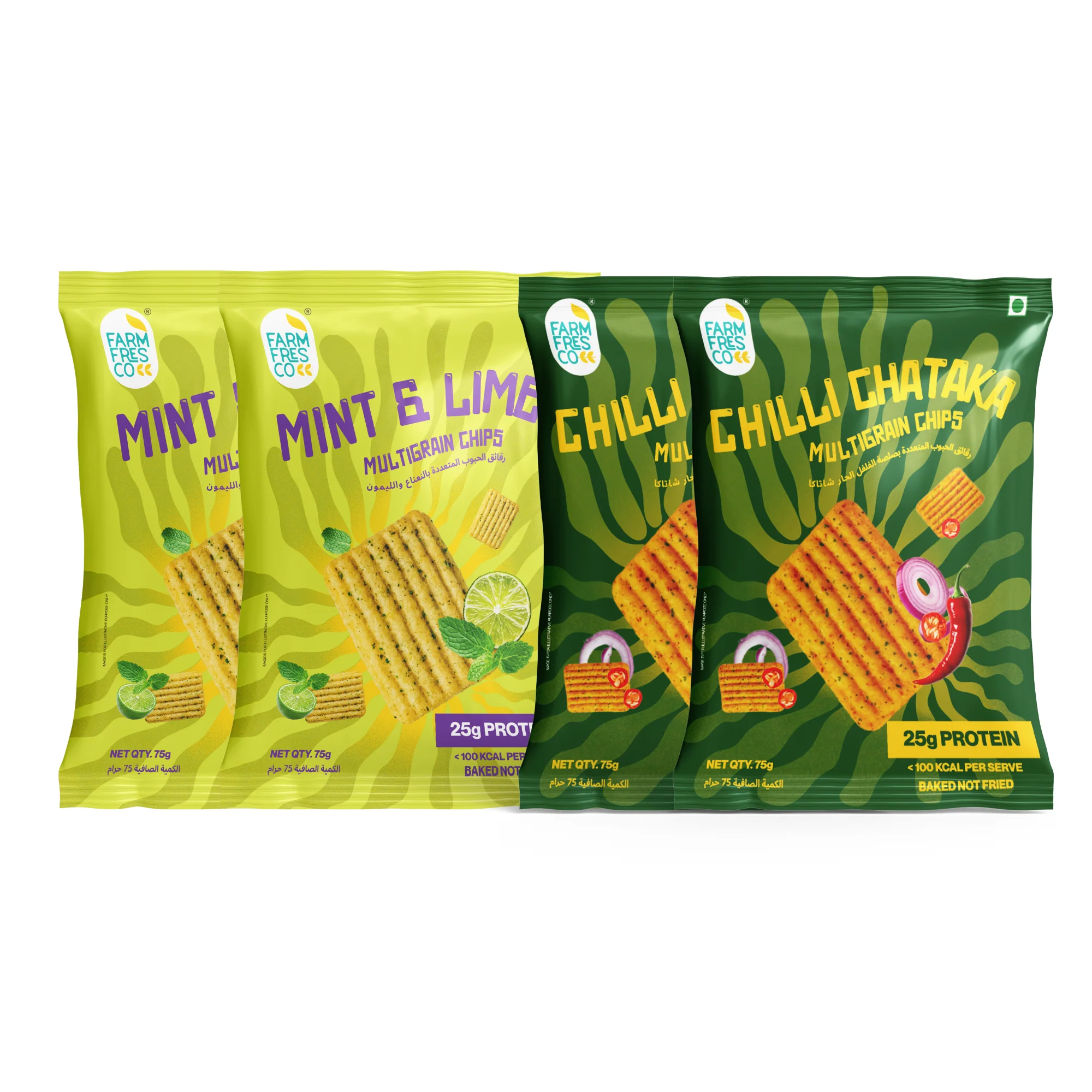 Protein Multigrain Chips Combo – Mint & Lime + Chilly Chataka (4 Packs x 75g each) - Image 14