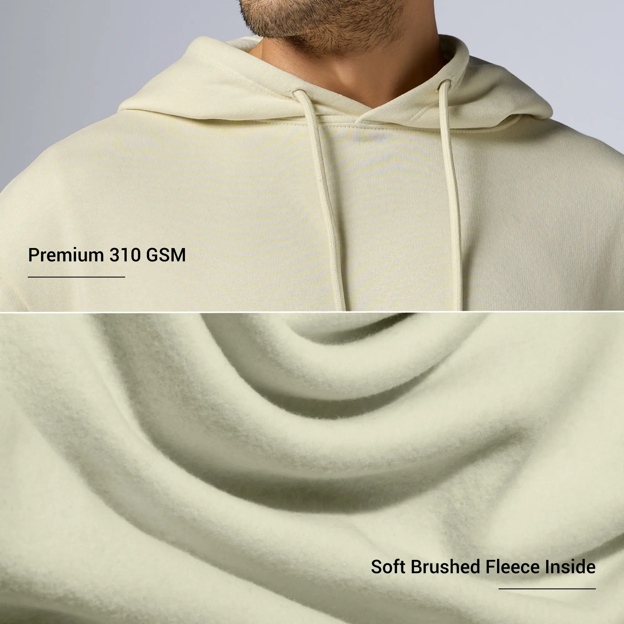 Pulse French Terry Cotton Blend Hoodies Almond White - Image 2