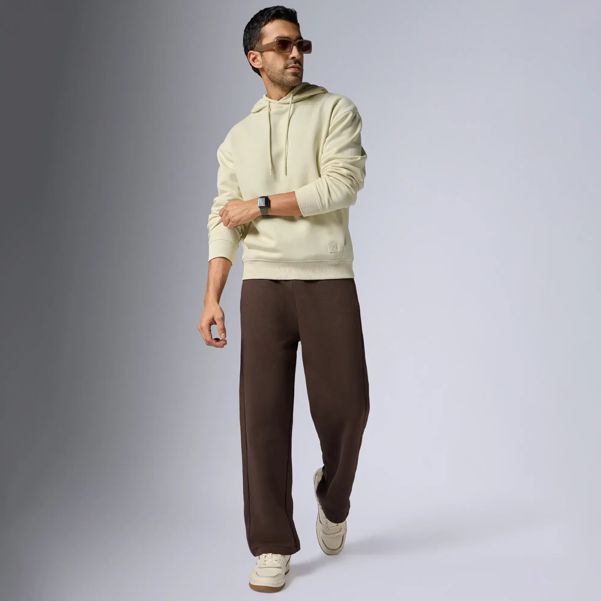 Pulse French Terry Cotton Blend Hoodies Almond White - Image 3