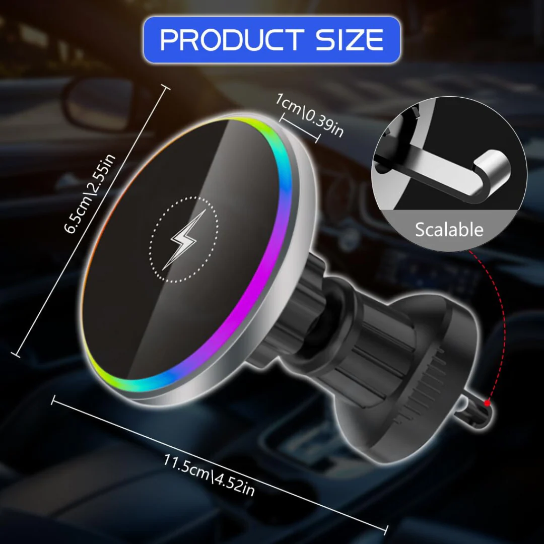 Pulse: MagSafe Car Wireless Charger with Sound-Reactive Ambient Lights & 2-in-1 Phone Mount for Hands-Free Charging - Image 7