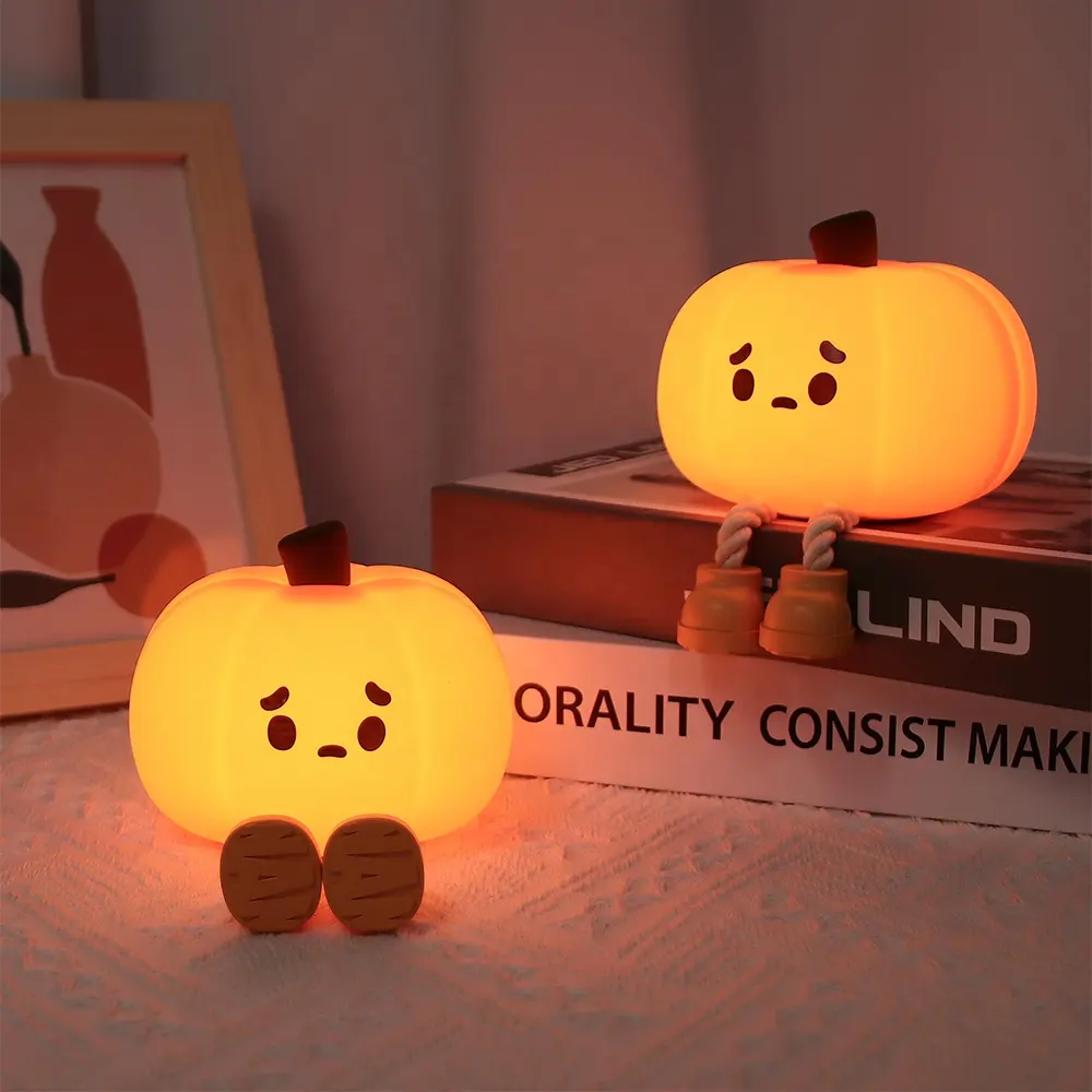Pumkin: Portable Adorable Squishy Pumpkin Night Lamp with Dimmable LED, Rechargeable Silicone Design & Touch Control - Image 2
