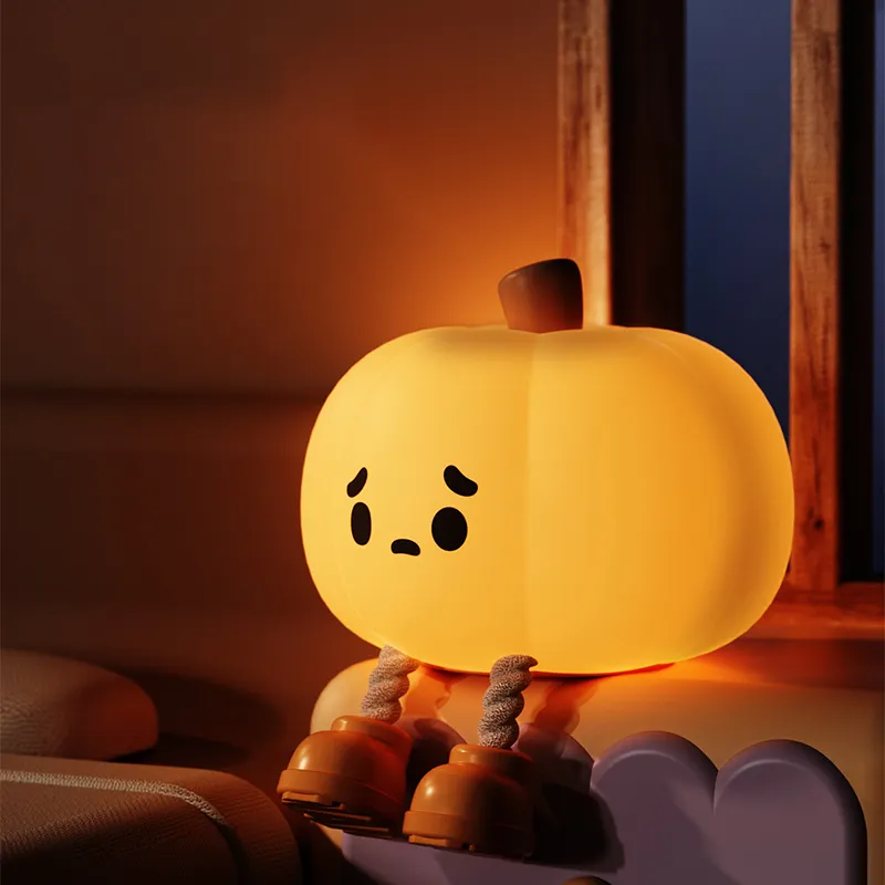 Pumkin: Portable Adorable Squishy Pumpkin Night Lamp with Dimmable LED, Rechargeable Silicone Design & Touch Control - Image 3