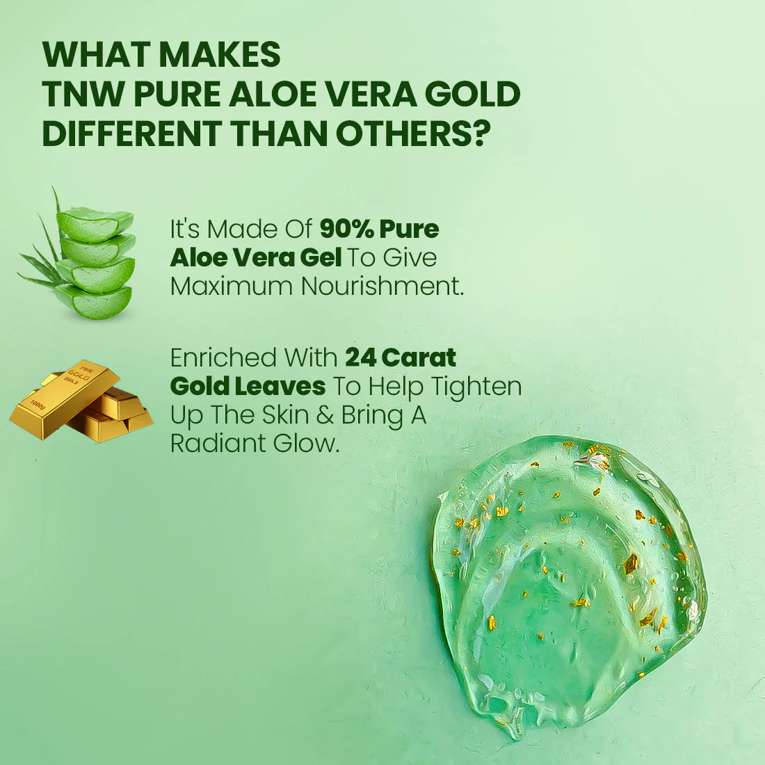 Pure Aloe Vera Gold Gel (With 90% Aloe Vera & 24 Carat Gold Leaves) (Stock Clearance) - Image 5