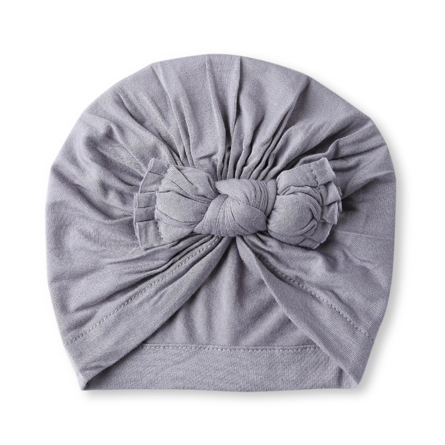 Pure Cotton Grey Bow Knot Baby Turban โ Comfortable & Soft - Image 5