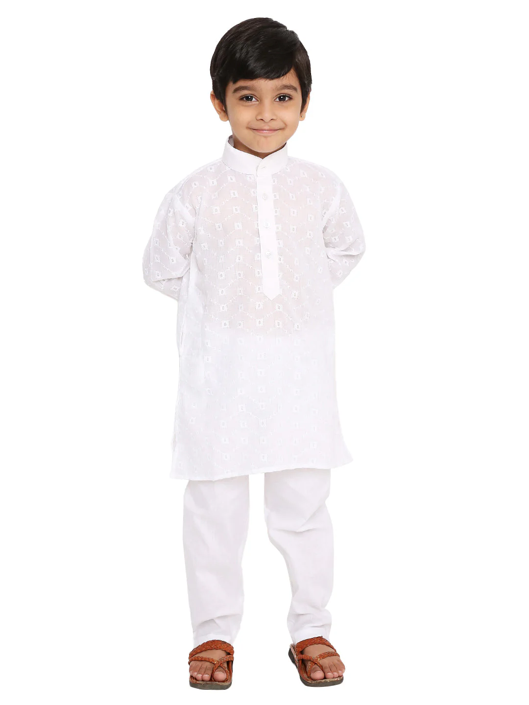 Pure Cotton Self Design White Kurta - Image 8