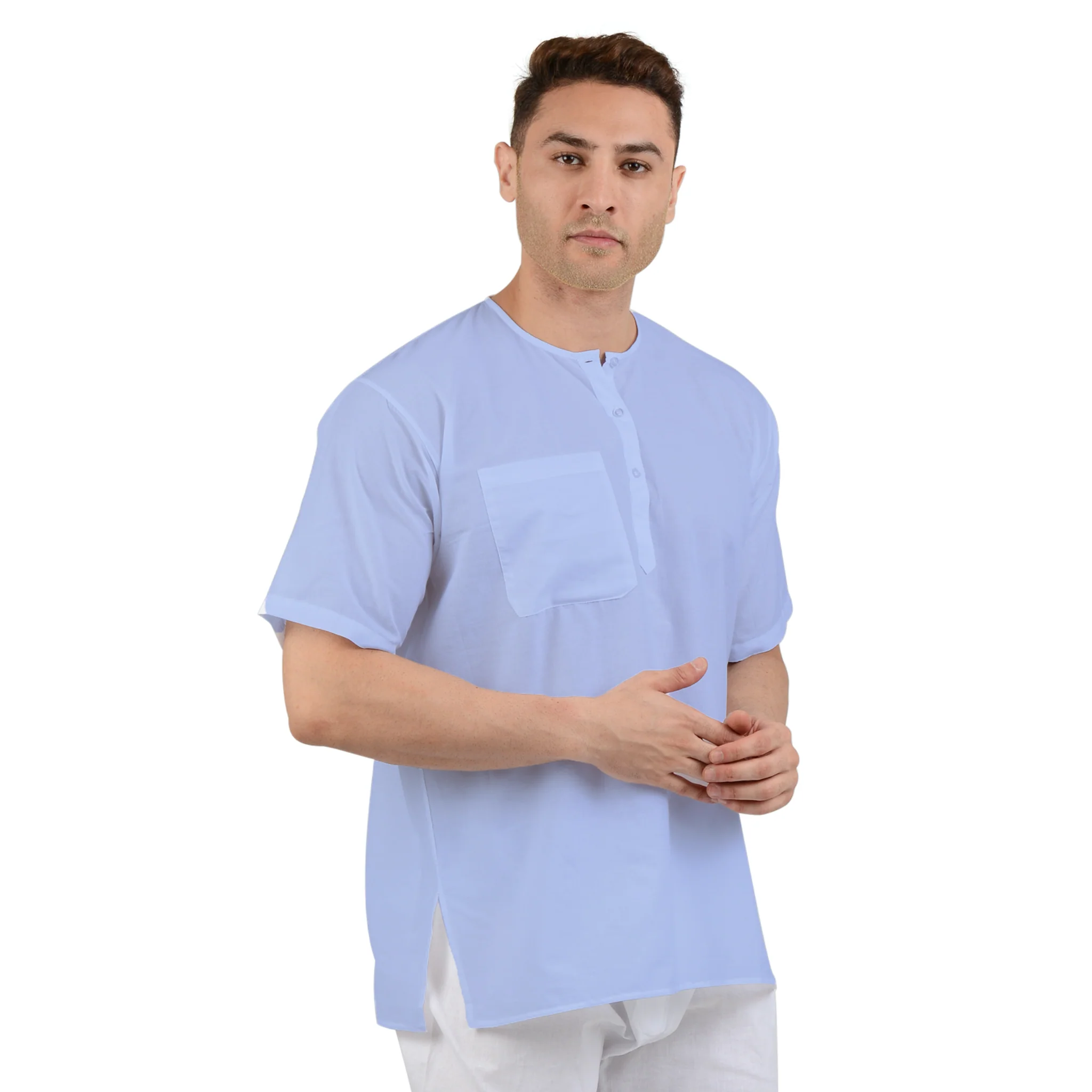 Pure Cotton Short Kurta in Blue - Image 3