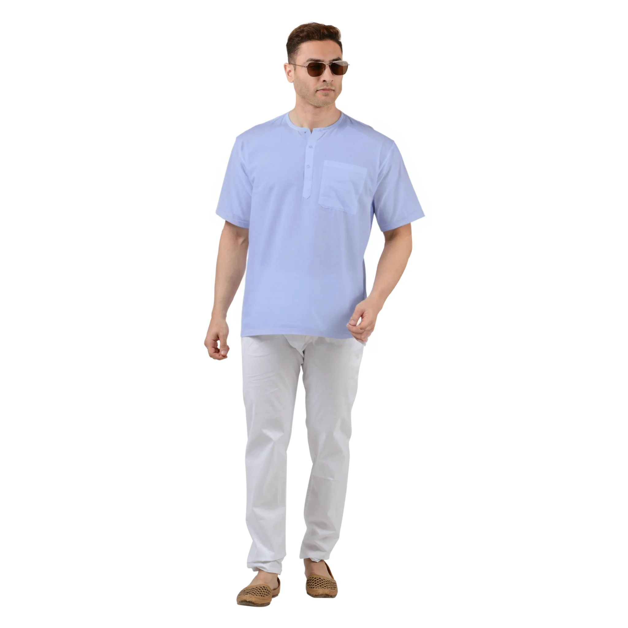 Pure Cotton Short Kurta in Blue - Image 5