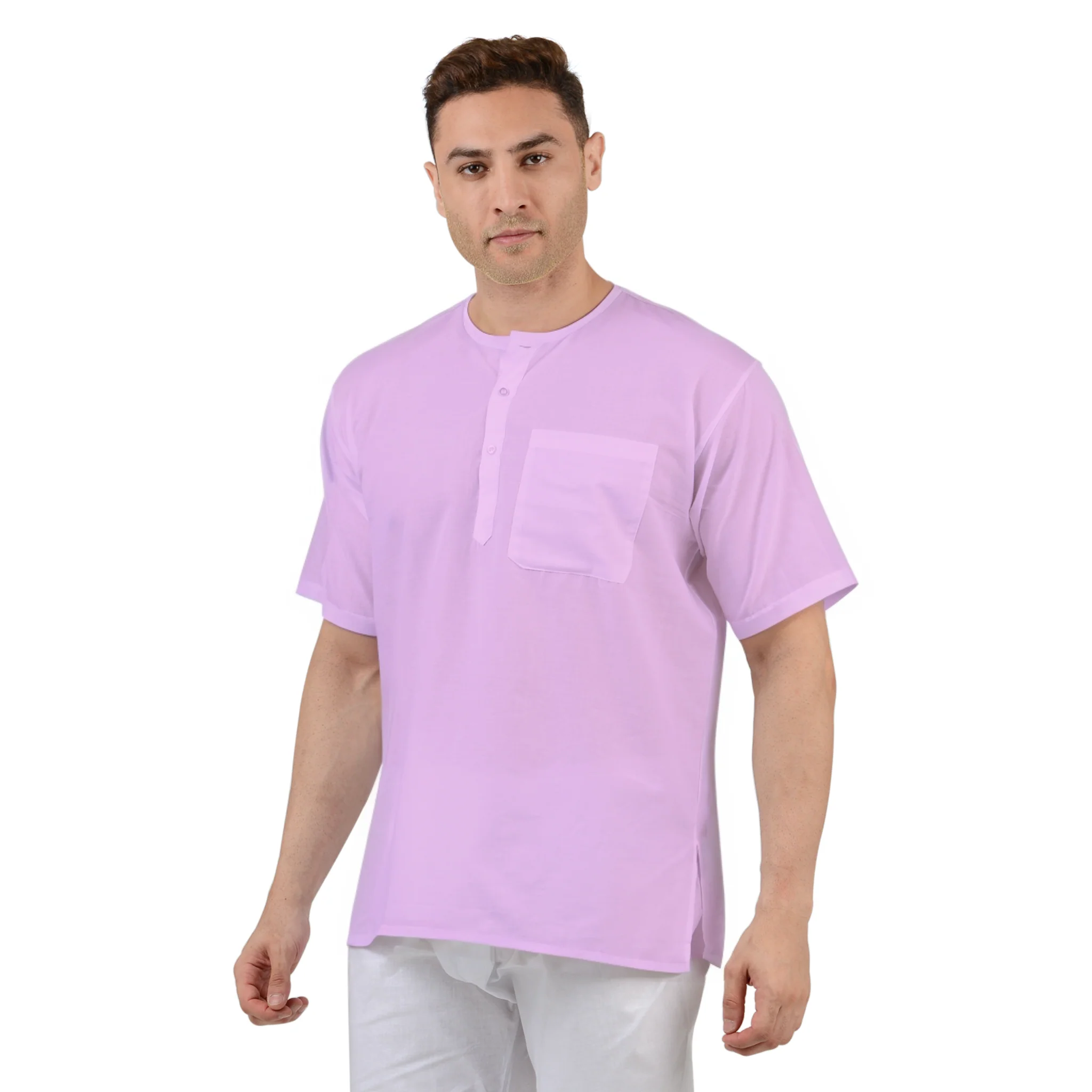 Pure Cotton Short Kurta in Pink - Image 4