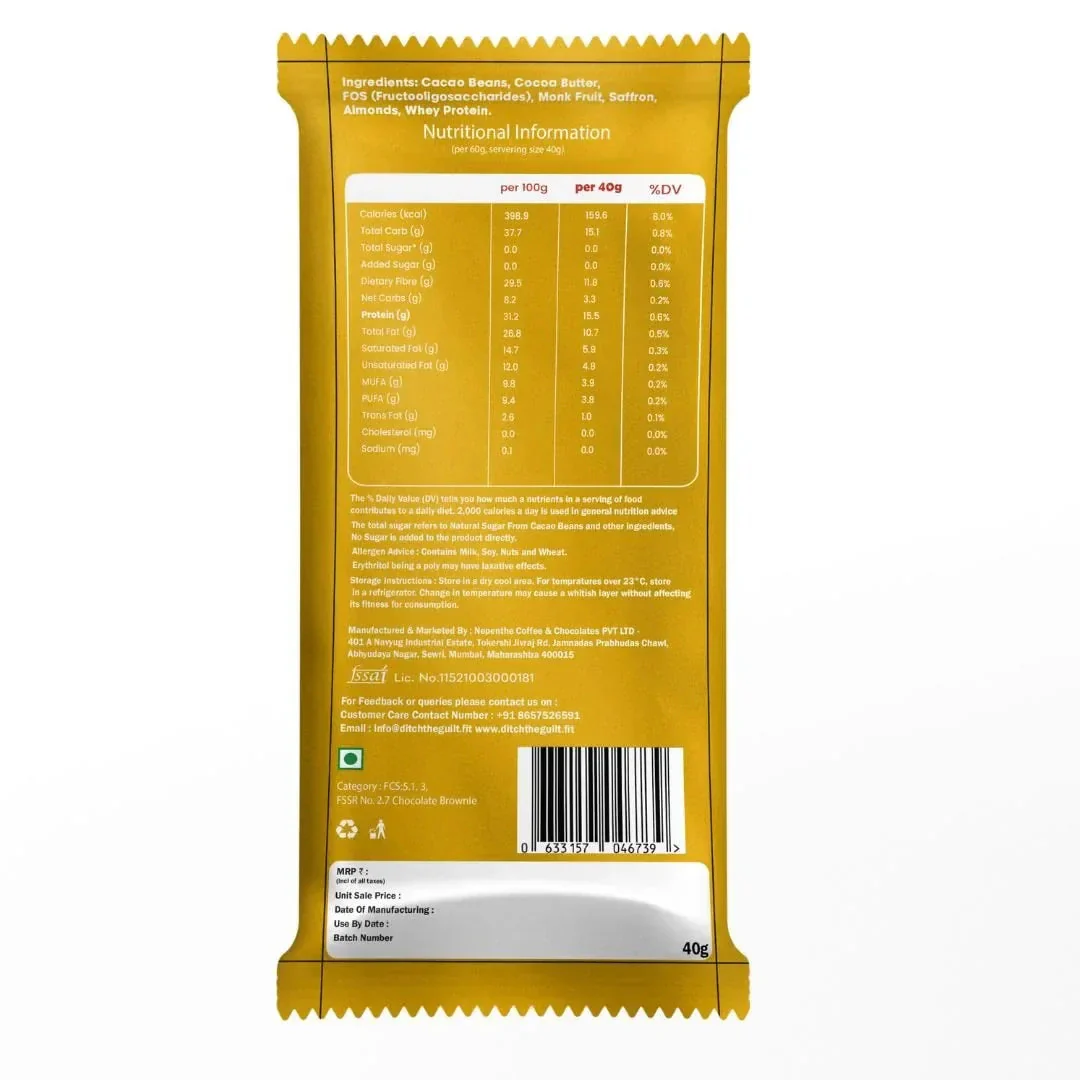 Pure Nibs Food Of The Gods Protein Brownie • 15g Protein • High Protein & Sugar Free • 40g - Image 2