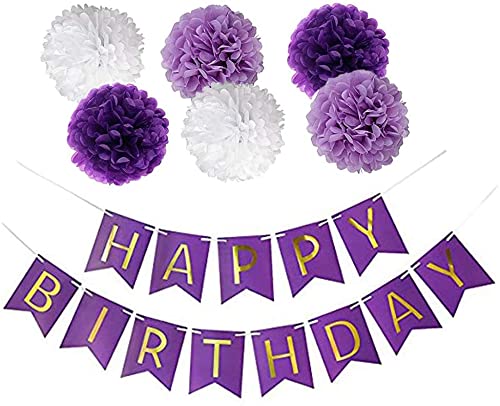 Purple And Gold Happy Birthday Banner (3 Meters) - Image 2