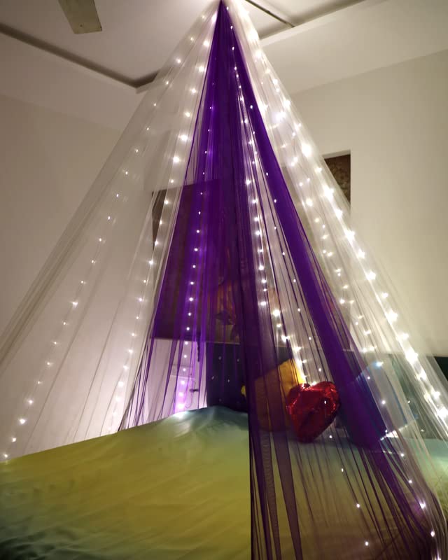 Purple And White Combination Decoration Net Cabana Tent Cloth  (With 30M Led Light) - Image 8