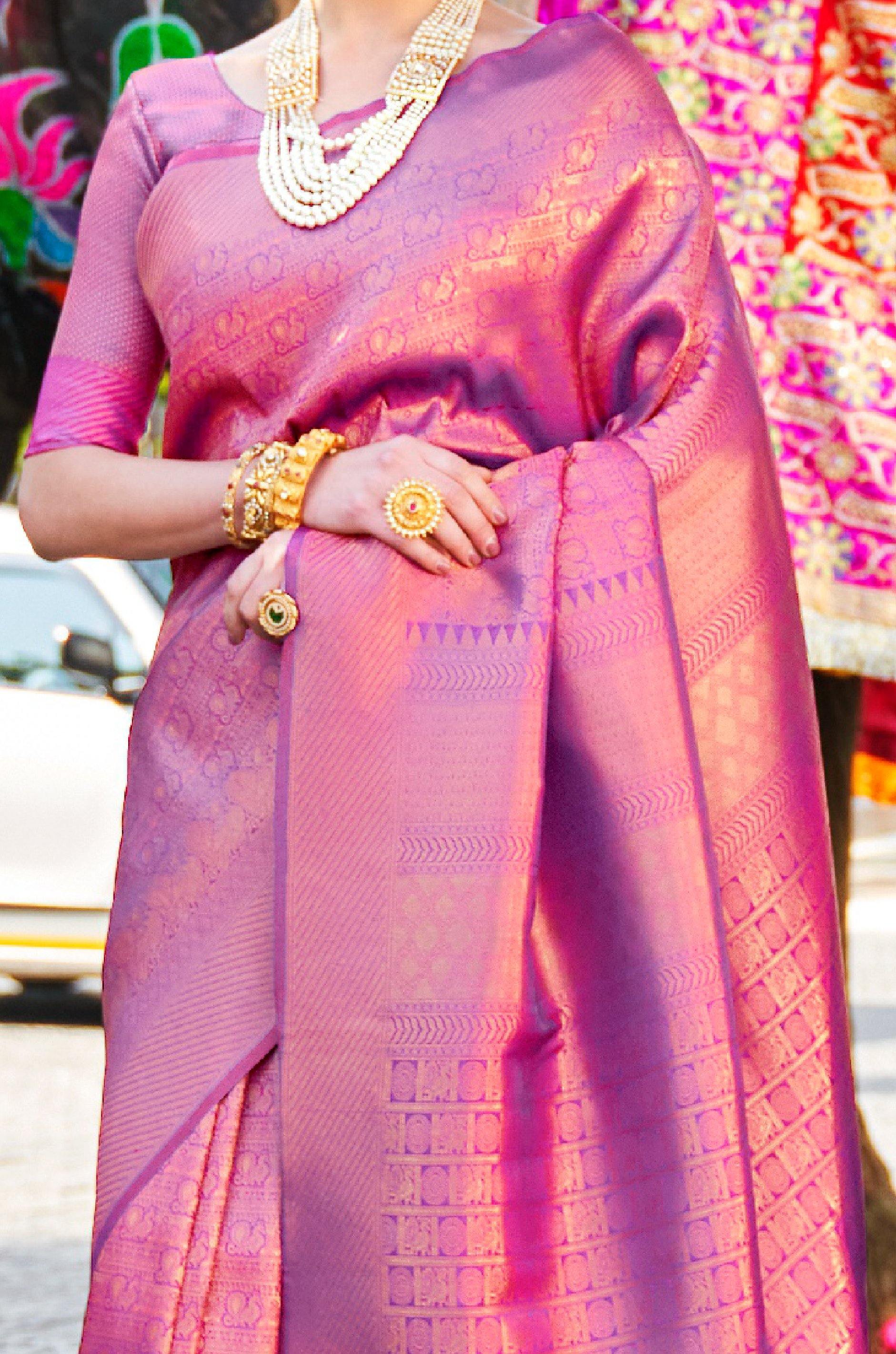 Purple Kanjivaram Silk Saree - Image 3