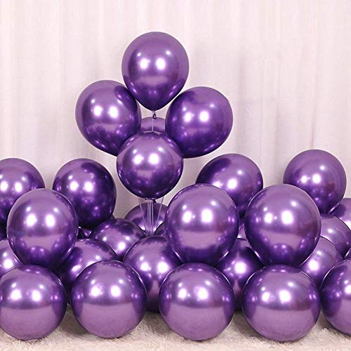 Purple Metallic Chrome Latex Balloons (Pack of 50)