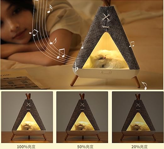 Purrrr: Cute Cat Tent House Lamp & Bluetooth Speaker for Cozy Ambient Lighting & Home Décor - Image 3