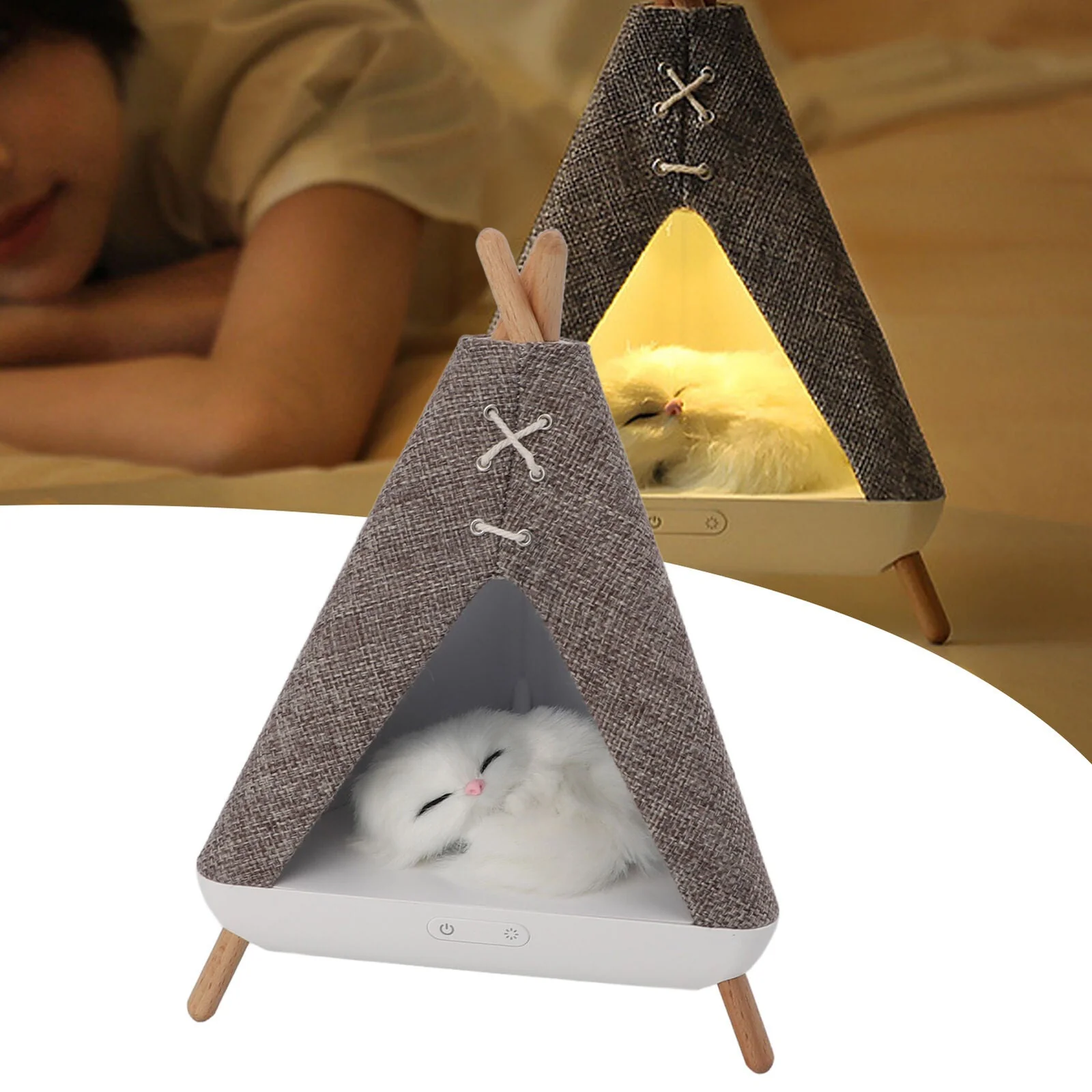 Purrrr: Cute Cat Tent House Lamp & Bluetooth Speaker for Cozy Ambient Lighting & Home Décor - Image 6