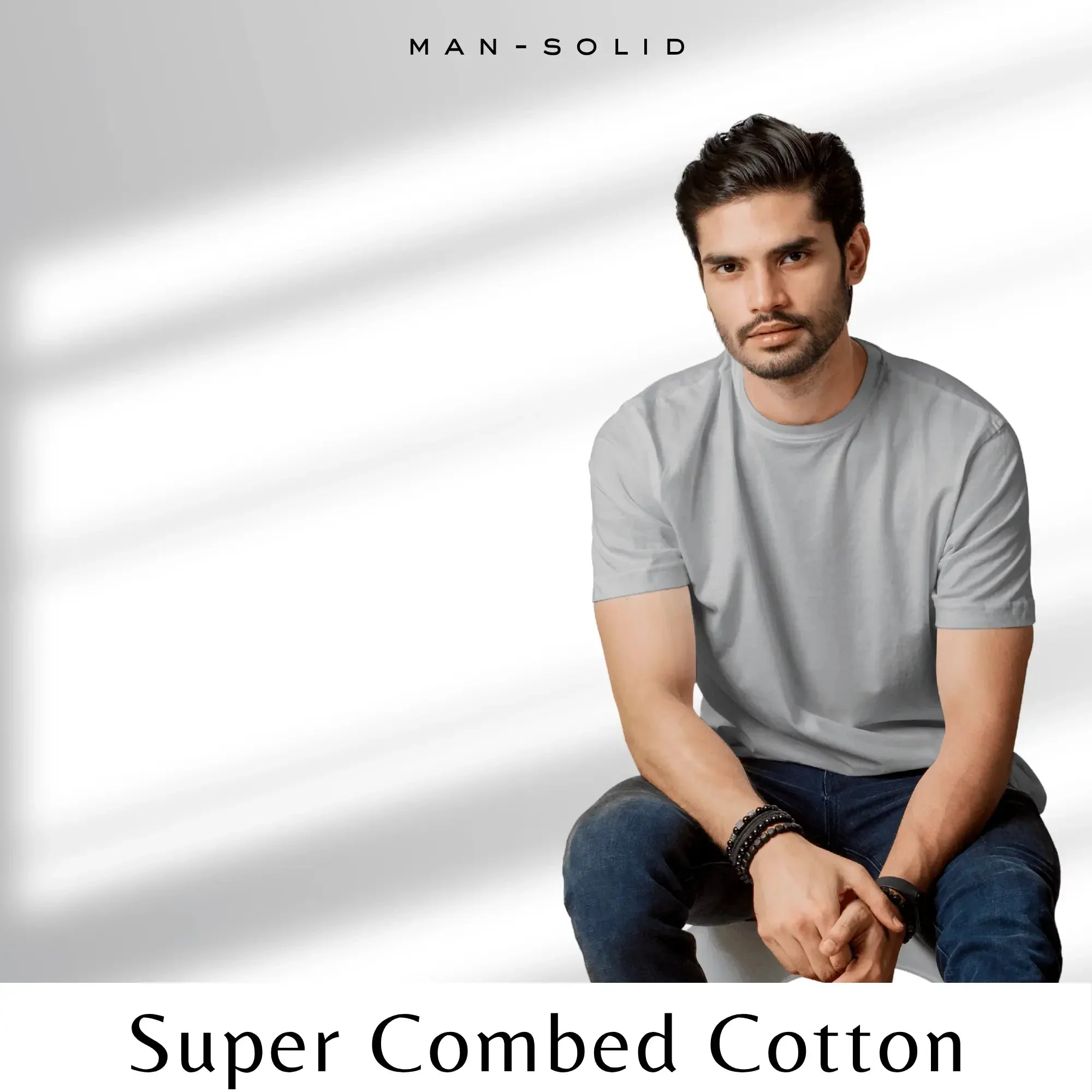 Quintessential Grey Melange – Cotton Round Neck T-Shirt - Image 2