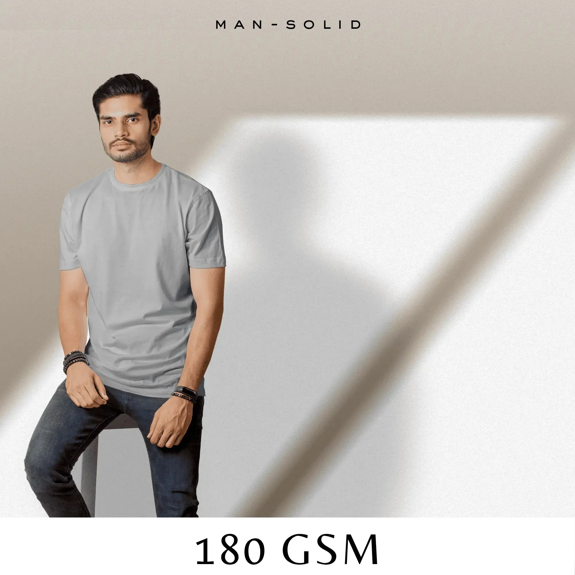 Quintessential Grey Melange – Cotton Round Neck T-Shirt - Image 3