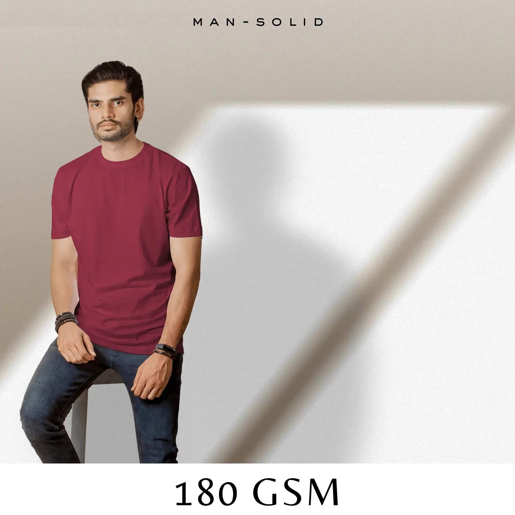 Quintessential Maroon – Cotton Round Neck T-Shirt - Image 4