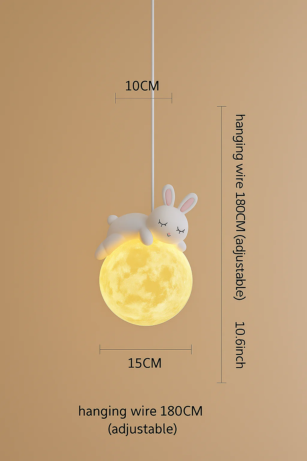 Rabbit Pendant Light, Retro White Resin Chandelier Cute Animal Shape - Image 2