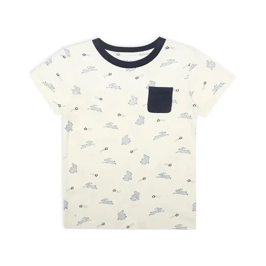Rabbit Print Half Sleeve T-Shirt For Baby Boy