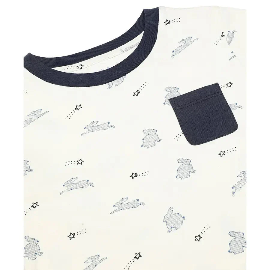 Rabbit Print Half Sleeve T-Shirt For Baby Boy - Image 4