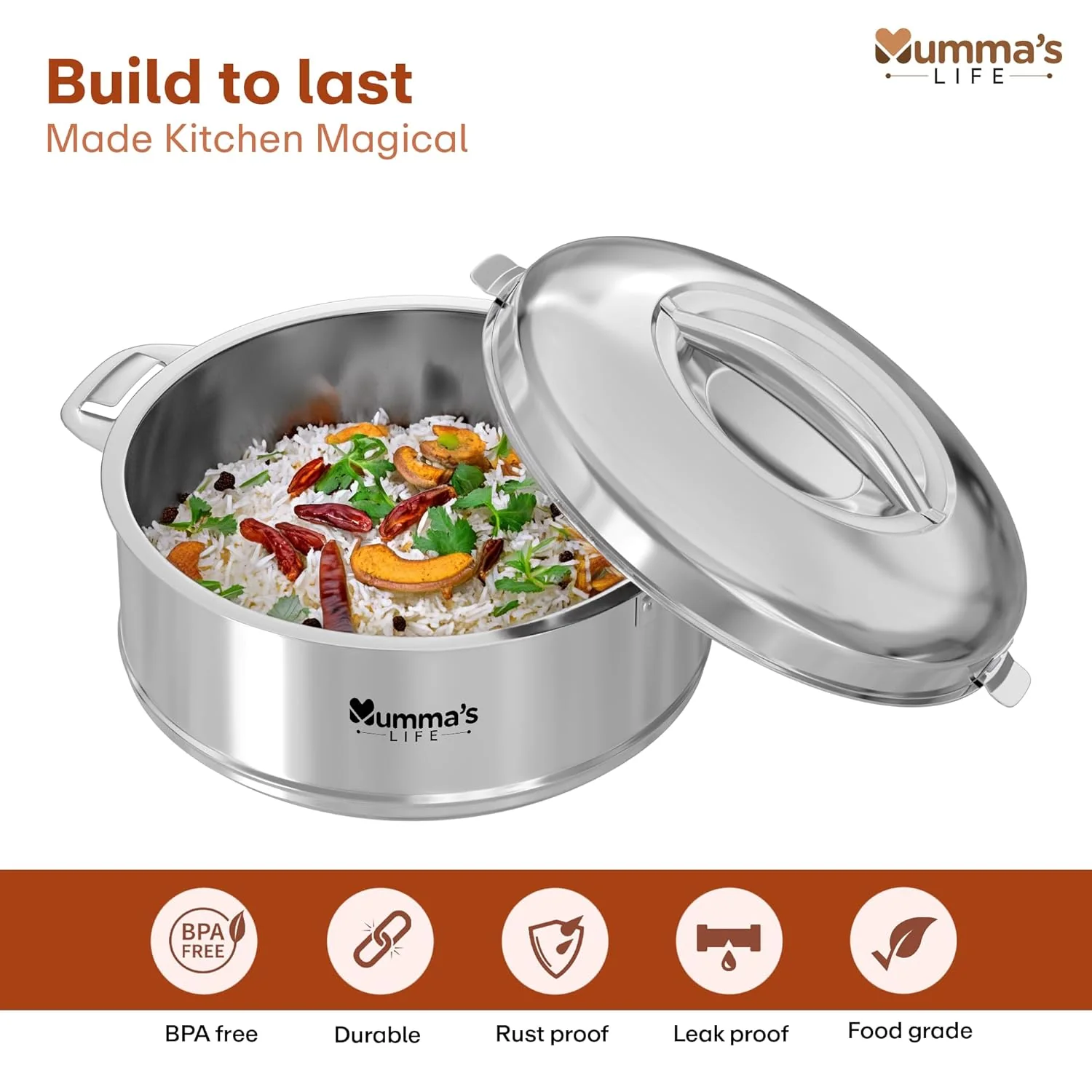 Racer Premium Stainless Steel Casserole - Silver - Image 4