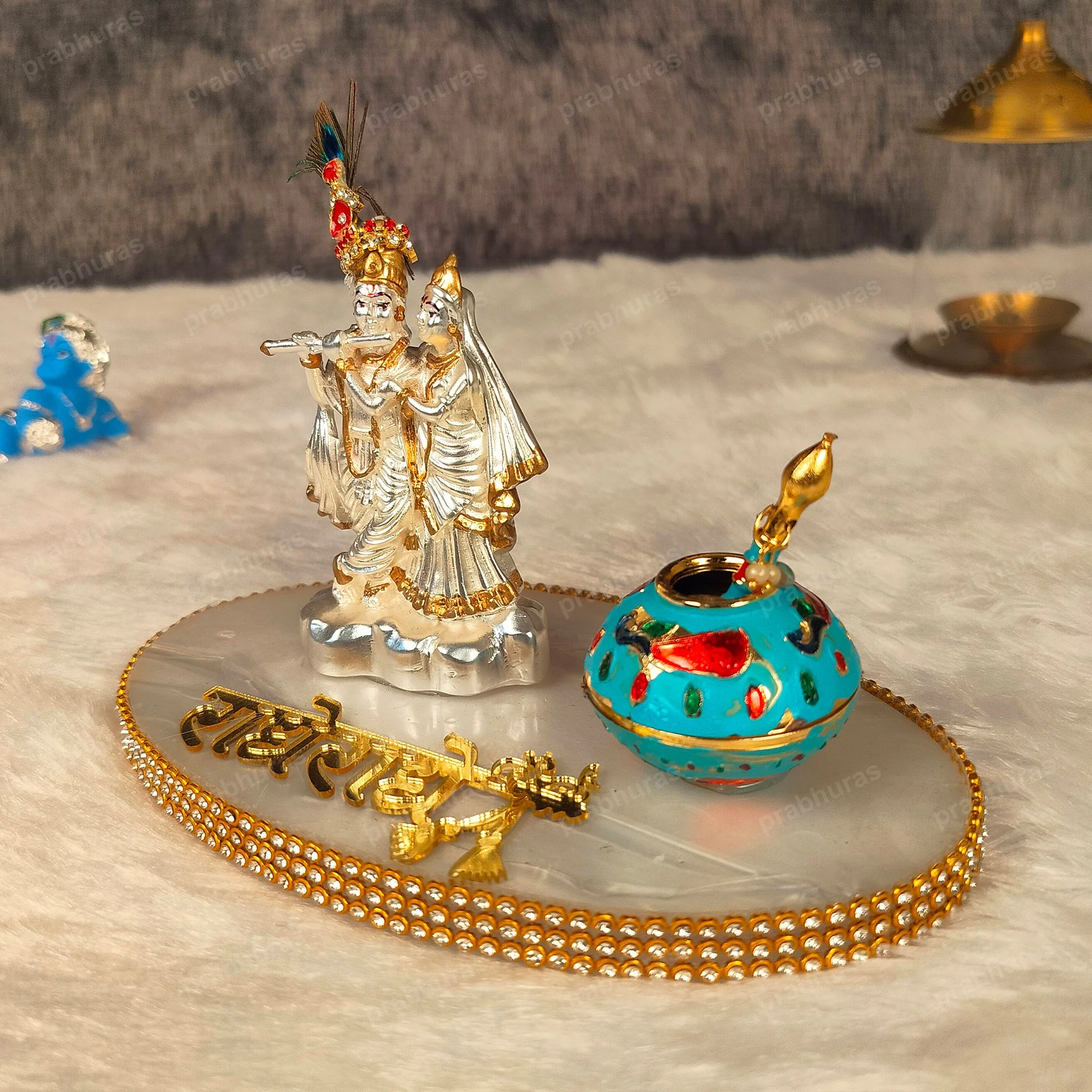 Radhe Krishna Murti With Matki Idol - Image 3