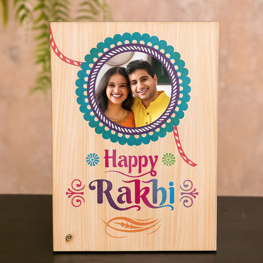 Raksha Bhadan Customized Assorted  Mdf Frame With Rakhi