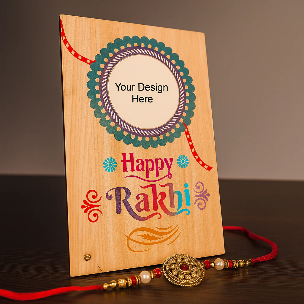 Raksha Bhadan Customized Assorted  Mdf Frame With Rakhi - Image 4