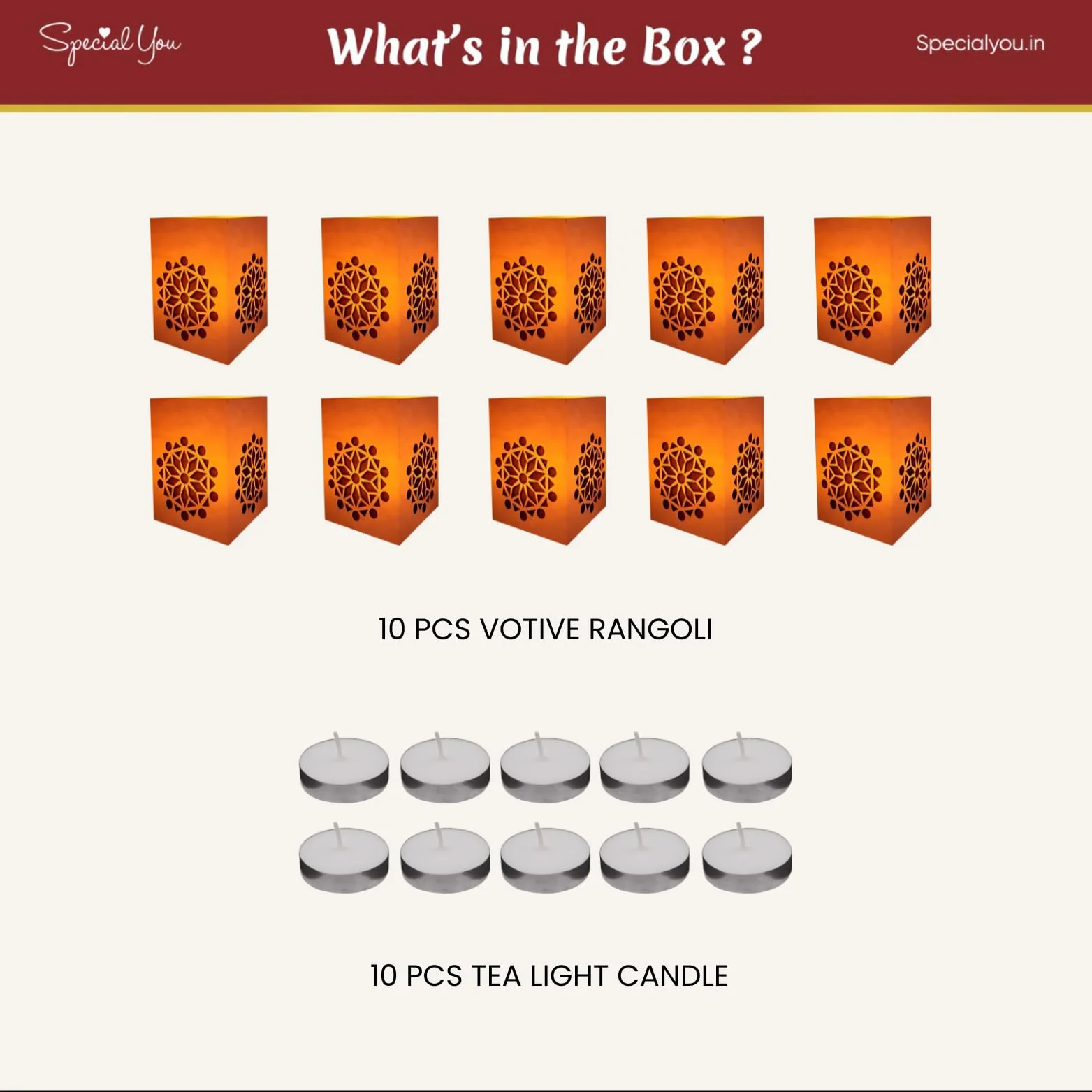 Rangoli Paper Votive with 10 Tea Light - Image 3