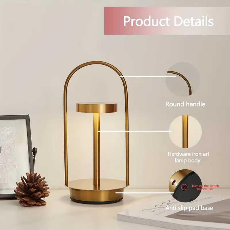 Rechargeable metal touch table lamp - Image 7