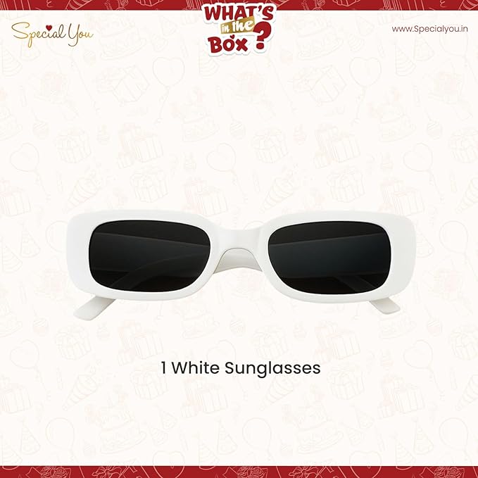 Rectangular White Sunglasses - Image 3