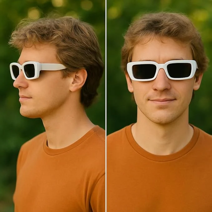 Rectangular White Sunglasses - Image 4